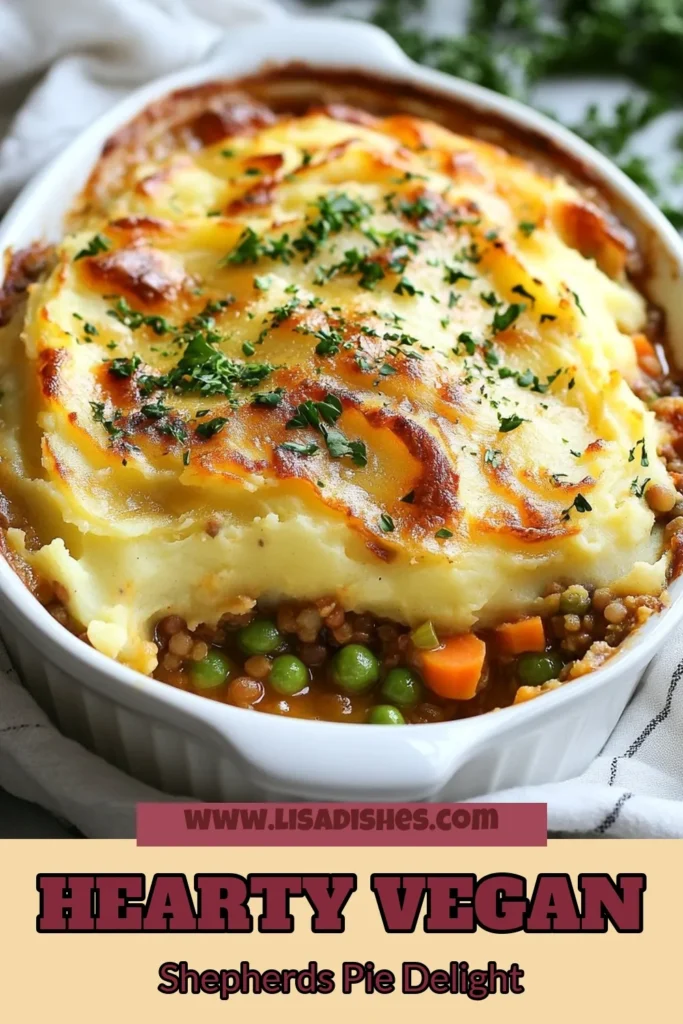 Discover the ultimate vegan shepherd's pie with this hearty lentil recipe! Perfect for plant-based comfort food lovers, this vegan dinner idea combines savory lentils and creamy mashed potatoes for a satisfying meal. Easy to make and full of flavor, this lentil pie recipe will impress everyone at the table. Try it tonight and enjoy a warm, delicious meal! Save this recipe for later! #VeganShepherdsPie #PlantBased #ComfortFood #LentilRecipe