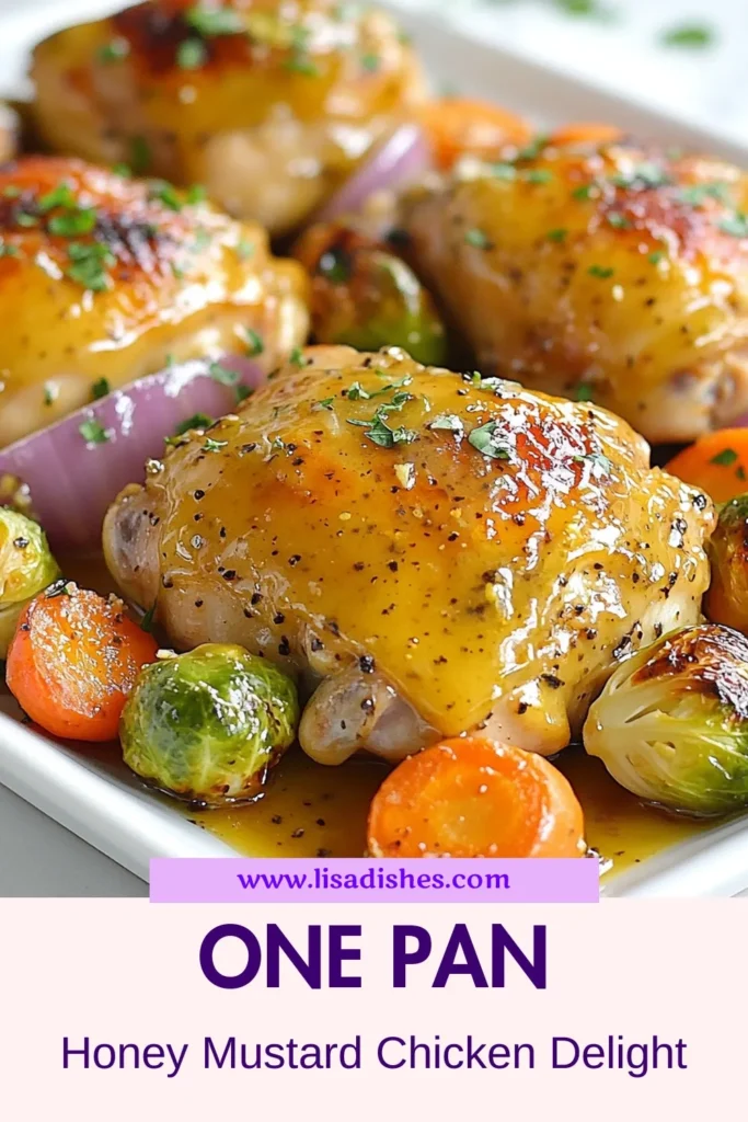 Discover this mouthwatering Honey Mustard Chicken Recipe perfect for a busy weeknight! This Sheet Pan Chicken Dinner features easy chicken thighs cooked alongside roasted chicken and vegetables for a healthy one-pan meal that bursts with flavor. In just 45 minutes, you can create a delicious and satisfying dish the whole family will love. Save this recipe now to enjoy a delightful, hassle-free dinner! #HoneyMustardChicken #EasyChickenThighs #HealthyMeal #SheetPanDinner