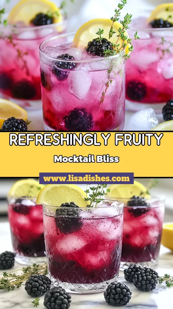 Quench your thirst this summer with a refreshing blackberry thyme mocktail! This easy mocktail recipe combines vibrant blackberries and aromatic thyme with sparkling water for a delightful non-alcoholic sparkler drink. Perfect for any occasion, these sparkling water cocktails are not only delicious but also a hit at summer gatherings. Try the blackberry thyme mocktail today and elevate your drink game! Save this recipe! #MocktailRecipes #SummerDrinks #NonAlcoholic #SparklingWaterCocktails