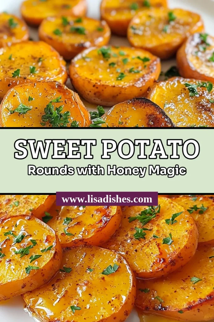 Discover the sweet and savory delight of honey roasted sweet potatoes with this easy sweet potato rounds recipe. These oven roasted sweet potatoes make for the perfect healthy sweet potato snacks or a delicious side dish. In just 40 minutes, you can create a flavorful treat that's sure to impress. Follow this simple recipe and enjoy a nutritious addition to your meals! Save this post for later! #HoneyRoastedSweetPotatoes #EasySideDishRecipes #HealthySnacks #SweetPotatoRounds