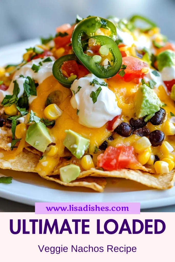 Indulge in these loaded veggie nachos for a delicious vegetarian twist! This easy nacho recipe is topped with cheese, black beans, corn, and fresh veggies, making it perfect for any occasion. Try these baked nachos for a crunchy, cheesy treat that's sure to impress. Serve with avocado and sour cream for extra flavor. Perfect for game day or a cozy night in! Save this vegetarian nacho recipe for your next gathering! #VeggieNachos #NachoRecipe #LoadedNachos #VegetarianSnack