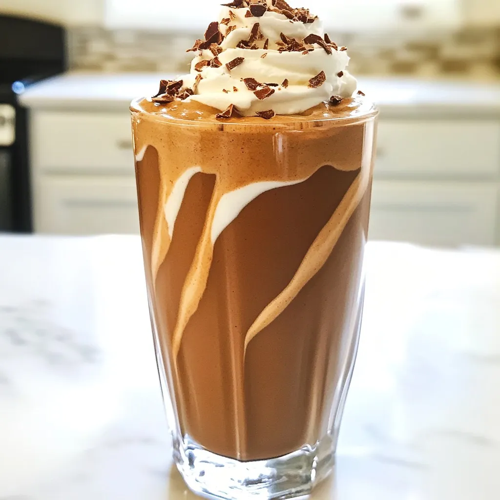 To make a delicious Chocolate Peanut Butter Protein Shake, you need these key ingredients: - 1 frozen banana - 1 cup unsweetened almond milk (or any milk of choice) - 2 tablespoons natural peanut butter - 1 scoop chocolate protein powder - 1 tablespoon cocoa powder - 1 teaspoon honey or maple syrup (optional for sweetness) - ½ teaspoon vanilla extract - Ice cubes (optional for extra thickness) Each ingredient plays a special role. The frozen banana gives the shake a creamy texture. Almond milk adds a light flavor and keeps it dairy-free. Natural peanut butter provides healthy fats and a rich taste. Chocolate protein powder adds protein and a deep chocolate flavor. Cocoa powder enhances the chocolate taste without adding sugar. Honey or maple syrup can sweeten the shake if you like it sweeter. Finally, vanilla extract brightens the flavors. Ice cubes can make it thicker if you want. This blend truly creates a smooth and creamy shake that is both tasty and nutritious! {{ingredient_image_1}} To make your Chocolate Peanut Butter Protein Shake, follow these easy steps. - Combine all ingredients in a blender. Start by adding the frozen banana, almond milk, natural peanut butter, chocolate protein powder, cocoa powder, honey or maple syrup, vanilla extract, and ice cubes if you want it thicker. - Blend until smooth and creamy. Turn on the blender and mix on high speed. Blend until everything is well combined and the shake is smooth. You want a creamy texture that coats your mouth. - Taste and adjust sweetness if necessary. After blending, take a small sip. If you like it sweeter, add more honey or maple syrup. Blend again briefly to mix. - Serve in a glass or shaker cup. Pour your shake into a tall glass or a shaker cup. This shake is perfect for breakfast or a post-workout snack. - Optional toppings before serving. For a fun touch, add whipped coconut cream, cocoa nibs, or sliced banana on top. These toppings add flavor and make the shake look great. Enjoy! The Chocolate Peanut Butter Protein Shake packs a punch in nutrition. Each serving gives you about 25 grams of protein. This protein comes from the chocolate protein powder and peanut butter. It's great for muscle repair and energy. The shake has around 350 calories. The banana and almond milk add calories, but they also bring key nutrients. Here’s a quick look at the key macronutrients: - Carbohydrates: About 40 grams - Fats: Roughly 15 grams - Proteins: Approximately 25 grams The carbohydrates come mainly from the banana. This fruit provides quick energy. The healthy fats in peanut butter help keep you full longer. Overall, this shake provides a balanced meal option. Enjoy it as a snack or after a workout. It’s delicious and good for your body! Pro Tips Use Frozen Bananas: For the best texture and chill, make sure your banana is fully frozen. This will give your shake a creamy consistency without needing too much ice. Choose Your Sweetener: Adjust the sweetness to your taste by using honey or maple syrup. You can also skip the sweetener altogether if you prefer a less sweet shake. Protein Powder Variety: Experiment with different brands or flavors of protein powder to find the one that best complements your taste preferences. Add Extras: Boost your shake by adding a scoop of spinach or a tablespoon of flaxseeds for added nutrition without altering the flavor much. {{image_2}} - Best practices for smoothie consistency: To get a smooth shake, always use a frozen banana. It adds creaminess and helps chill the drink. If your shake is too thick, add a splash of almond milk. If it's too thin, blend in more ice. - How to choose the right protein powder: Look for a protein powder that fits your diet. Whey protein is great for quick energy. Plant-based options, like pea or soy, are good if you want vegan choices. Check for added sugars and fillers to keep it healthy. - Suggestions for adding more flavor or nutrients: You can boost the flavor by adding a pinch of cinnamon. For extra nutrients, toss in a handful of spinach or some chia seeds. Both mix well without changing the taste much. You can change up your chocolate peanut butter protein shake with simple swaps. Here are some ideas: - Non-dairy milk options If you want to skip dairy, use oat milk, soy milk, or coconut milk. These choices add different flavors and richness. They also keep your shake creamy and smooth. - Different fruits for flavor While banana is great, try using frozen berries or mangoes. Each fruit gives a new taste. Berries add tartness, while mangoes add sweetness. Mix and match to find your favorite! - Other nut butters as substitutes If you want a twist, use almond butter or cashew butter. Each nut butter will give a unique flavor. Almond butter is more subtle, while cashew butter is creamy and sweet. These easy swaps let you make the shake your own. Can I make this shake vegan? Yes, you can make this shake vegan. Just use plant-based protein powder. Choose almond milk or oat milk instead of regular milk. Use maple syrup for sweetness, as honey is not vegan. Is there a way to reduce sugar content? You can lower the sugar by skipping the honey or maple syrup. The frozen banana adds some natural sugar. You can use less banana or pick a smaller one. How can I make a larger batch for meal prep? To make a larger batch, simply double or triple the ingredients. Blend all together until smooth. You can store extra shakes in the fridge for up to two days. Just give them a quick stir or shake before drinking. What can I use instead of protein powder? If you don’t have protein powder, use Greek yogurt or silken tofu. Both add protein and creaminess. You can also blend in nuts or seeds for a boost. This blog post showed you how to make a tasty Chocolate Peanut Butter Protein Shake. We covered easy steps, vital ingredients, and nutrition facts. You can choose different flavors and adjust the recipe to fit your needs. Don’t be afraid to experiment with fruits and nut butters. This shake can be a delicious part of your healthy routine. I hope you enjoy making it and feel great afterward. You now have everything you need to create your own perfect shake.