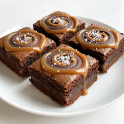 Here’s what you need to make these amazing caramel swirl brownies: - 1 cup unsalted butter, melted - 2 cups granulated sugar - 4 large eggs - 1 teaspoon vanilla extract - 1 cup all-purpose flour - 1/2 cup unsweetened cocoa powder - 1/4 teaspoon baking powder - 1/4 teaspoon salt - 1 cup semi-sweet chocolate chips - 1/2 cup caramel sauce (store-bought or homemade) - Sea salt flakes for garnish (optional) These ingredients are simple and easy to find. The melted butter adds richness, while the sugar gives sweetness. Eggs help bind everything together, and vanilla adds a lovely flavor. The flour and cocoa powder create that classic brownie texture. Baking powder makes them rise just right, and a pinch of salt balances the sweetness. Semi-sweet chocolate chips bring in extra chocolatey goodness. Lastly, caramel sauce swirled in gives that dreamy touch. You can even sprinkle sea salt on top for a nice contrast. With these ingredients, you're ready to create a dessert that will impress anyone! {{ingredient_image_1}} Preheat your oven to 350°F (175°C). Then, grease a 9x13 inch baking pan. You can also line it with parchment paper. This helps with easy removal later. In a large mixing bowl, add the melted butter and sugar. Whisk them together until they look glossy and well mixed. Next, add the eggs one at a time. Make sure to whisk well after each egg. Finally, stir in the vanilla extract for that lovely flavor. In another bowl, sift together the flour, cocoa powder, baking powder, and salt. Gradually fold this dry mix into the wet ingredients. Be careful not to overmix. You want it just combined for the best texture. Pour half of the brownie batter into the prepared pan. Spread it evenly across the bottom. Now, drizzle half of the caramel sauce over the batter. Use a toothpick or knife to swirl it gently. Pour the rest of the brownie batter on top and repeat with the remaining caramel sauce. Swirl again for a beautiful marbled effect. Bake the brownies in your preheated oven for 25-30 minutes. To check if they are done, insert a toothpick into the center. If it comes out with a few moist crumbs, they are ready. Remove them from the oven and let them cool in the pan for at least 15 minutes. This cooling helps them set before you cut them into squares. To make great brownies, avoid overmixing your batter. When you mix too much, your brownies can turn out tough. Mix until you see no dry flour. It’s okay if some lumps remain. This helps keep them soft and chewy, which is what we want. Swirling caramel into brownies is fun! Start by drizzling caramel over the batter. Use a toothpick or knife to make gentle swirls. Don't mix too deep; you want to see the caramel on top. The marbling should be beautiful and create a tasty contrast. For a burst of flavor, add sea salt flakes on top of your brownies. The salt enhances the sweetness of the caramel. Just a sprinkle will do! This small touch makes each bite even better. Try it; you’ll love the combination! Pro Tips Use Room Temperature Eggs: Make sure your eggs are at room temperature before mixing them into the batter for better incorporation and a fluffier texture. Don’t Overmix the Batter: When combining the dry ingredients with the wet, mix until just combined to keep your brownies chewy and fudgy. Quality Caramel Matters: Using a high-quality caramel sauce will enhance the flavor of your brownies, making them even more indulgent. Let Them Cool Before Cutting: Allow the brownies to cool completely in the pan to ensure clean cuts and prevent them from falling apart. {{image_2}} You can add a crunchy twist to your brownies by using nuts. Walnuts or pecans work great. Simply chop them up and fold them into the brownie batter. This adds texture and flavor. I love how the nuts complement the smooth caramel swirl. You can use about one cup of chopped nuts. Want to change the flavor? You can add different extracts. Almond or mint extract gives a unique taste. Just add one teaspoon of your chosen extract when mixing the wet ingredients. This small change can make a big impact. It’s fun to experiment and find your favorite combination. You have options when it comes to caramel. You can either make your own or buy store-bought caramel sauce. Homemade caramel has a rich, deep flavor. It’s a bit more work but very rewarding. If you choose store-bought, look for high-quality brands. Both options taste great in these brownies. Just use half a cup in your recipe. To keep your caramel swirl brownies fresh, store them in an airtight container. This helps prevent them from drying out. You can also place a slice of bread in the container. The bread will absorb moisture and keep the brownies soft. If you want to add extra flavor, wrap them in plastic wrap before putting them in the container. You can freeze the brownies for later enjoyment. First, let them cool completely. Then, cut them into squares. Wrap each square in plastic wrap, then place them in a freezer bag. Make sure to remove as much air as possible. To thaw, take out a square and let it sit at room temperature for about 30 minutes. At room temperature, these brownies last about 3 to 4 days. Keep them in a cool, dry spot away from sunlight. If you want them to last longer, the fridge can extend their life to about a week. Just remember, cold brownies might be a bit firmer, so let them sit out for a bit before enjoying! Yes, you can use dark chocolate. It will make the brownies richer. The taste will be a bit deeper and less sweet. If you love dark chocolate, this is a great option. Just make sure it melts well. To make homemade caramel sauce, follow these simple steps: - In a saucepan, add 1 cup of granulated sugar. - Heat over medium until it starts to melt. - Stir gently until it turns golden brown. - Slowly add 1/2 cup of heavy cream, stirring constantly. - Remove from heat and add a pinch of salt. This sauce pairs perfectly with the brownies! To cut brownies neatly, use a sharp knife. First, let them cool in the pan. Then, dip the knife in hot water. Wipe it dry before cutting. This helps create clean edges. You can also use a ruler to measure equal pieces. Yes, you can make these brownies gluten-free! Just swap regular flour for gluten-free flour. Look for a blend that works well in baking. The texture might change slightly, but they will still be delicious. Fudge brownies are dense and moist, with a rich texture. They have more fat and less flour. Cakey brownies are lighter and fluffier. They have a cake-like texture due to more flour and baking powder. Choose based on your preference! This blog post covered how to make rich and gooey brownies with caramel swirls. We discussed each ingredient and gave step-by-step instructions for baking. I shared tips to ensure perfect brownies and offered fun variations. In my final thoughts, remember to enjoy the process. Customizing your brownies adds personal flair. Now, you’re ready to bake and share these delicious treats with others!