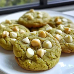 To make Matcha White Chocolate Cookies, gather these ingredients: - 1 cup all-purpose flour - 2 teaspoons matcha powder - 1/2 teaspoon baking soda - 1/4 teaspoon salt - 1/2 cup unsalted butter, softened - 1/2 cup brown sugar, packed - 1/4 cup granulated sugar - 1 large egg - 1 teaspoon vanilla extract - 1 cup white chocolate chips - 1/4 cup chopped macadamia nuts (optional) These ingredients create a lovely balance of flavors. The matcha adds a unique taste and a beautiful green color. If you have special dietary needs, you can swap some ingredients. For a gluten-free version, use a gluten-free flour blend. For a vegan option, replace the butter with a vegan butter or coconut oil, and use a flax egg instead of a regular egg. You can also choose dairy-free white chocolate for a completely dairy-free treat. Using high-quality ingredients makes a big difference. Fresh matcha powder gives a vibrant color and rich flavor. Good butter adds creaminess, while fresh white chocolate chips melt perfectly. Always choose the best you can find. It helps your cookies taste amazing and look great too! {{ingredient_image_1}} First, preheat your oven to 350°F (175°C). This step is important for even baking. While your oven heats, line a baking sheet with parchment paper. This keeps the cookies from sticking and makes cleanup easy. In a small bowl, whisk together 1 cup of all-purpose flour, 2 teaspoons of matcha powder, 1/2 teaspoon of baking soda, and 1/4 teaspoon of salt. Make sure these ingredients are well mixed. Set this bowl aside for later. In a large bowl, combine 1/2 cup of softened unsalted butter, 1/2 cup of packed brown sugar, and 1/4 cup of granulated sugar. Use a hand mixer or stand mixer on medium speed. Mix until the mixture is fluffy and light in color. This takes about 2-3 minutes. Next, beat in 1 large egg and 1 teaspoon of vanilla extract. Mix until everything is well combined. Then, gradually add the dry ingredients from the small bowl. Mix on low speed until just combined. Don’t overmix; we want soft cookies! Now, fold in 1 cup of white chocolate chips. If you like, add 1/4 cup of chopped macadamia nuts for extra flavor. Use a spatula to gently mix until the chocolate and nuts are evenly distributed. Scoop tablespoon-sized portions of dough onto the prepared baking sheet. Space them about 2 inches apart. Bake the cookies for 10-12 minutes. The edges should look golden, but the centers will be soft. Remove them from the oven and let them cool on the baking sheet for 5 minutes. Then, transfer the cookies to a wire rack to cool completely. Enjoy your delicious matcha white chocolate cookies! To get the best texture, cream the butter and sugars well. This adds air and makes cookies soft. Do not overmix the dough after adding the dry ingredients. Mix until just combined. This keeps the cookies tender. Bake them until the edges are golden but the centers are still soft. Let them cool a bit on the baking sheet. This helps them set without becoming hard. Accurate measuring is key for great cookies. Use a kitchen scale when possible. This gives precise measurements in grams. If you use cups, spoon the flour into the cup and level it off. Do not pack the flour down. For the matcha powder, use a small sifter to break up clumps. This helps it mix evenly into the dough. To keep cookies fresh, store them in an airtight container. Place parchment paper between layers to avoid sticking. They last up to a week at room temperature. For longer storage, freeze the cookies. Place them in a freezer bag, and remove as much air as possible. They stay fresh for up to three months. When ready to eat, thaw at room temperature or warm them in the oven. Pro Tips Use High-Quality Matcha: For the best flavor, choose a high-quality culinary grade matcha powder. It enhances the color and taste of your cookies. Chill the Dough: If you're short on time, chilling the cookie dough for at least 30 minutes can help prevent spreading and enhance the texture. Mix-Ins Variety: Feel free to experiment with different mix-ins like dried cranberries or crushed pistachios for a unique twist on the classic recipe. Storage Tips: Store baked cookies in an airtight container at room temperature for up to a week, or freeze them for longer shelf life. {{image_2}} You can make gluten-free matcha cookies with a few easy swaps. Use gluten-free flour instead of all-purpose flour. This change keeps the texture light and soft. You might also add a bit of xanthan gum. This helps bind the ingredients together. The flavor stays rich, and the matcha shines through. For vegan matcha cookies, swap butter for coconut oil or vegan butter. Replace the egg with a flax egg. To make a flax egg, mix one tablespoon of ground flaxseed with three tablespoons of water. Let it sit for a few minutes until it thickens. This will give your cookies a great texture while keeping them plant-based. Try adding different mix-ins to your matcha cookie dough for fun flavors. Here are a few ideas: - Chopped nuts: Almonds or pecans add crunch and flavor. - Dried fruit: Cranberries or cherries give a nice tartness. - Spices: A pinch of cinnamon or ginger can add warmth. These mix-ins can change the taste and texture of your cookies. Feel free to get creative and make these treats your own! To keep your matcha white chocolate cookies fresh, store them in an airtight container. Use a container that seals tightly. This helps prevent air from making them stale. Place the cookies at room temperature. They will stay good for up to one week. If you live in a hot area, keep them in the fridge. The cool air helps maintain their texture. If you want to enjoy cookies later, freezing is a great choice. First, let the cookies cool completely. Then, place them in a single layer on a baking sheet. Freeze them for about an hour. After that, transfer the cookies to a freezer-safe bag. They can last up to three months in the freezer. When you want to eat one, just thaw it at room temperature. To reheat the cookies and keep them soft, use an oven. Preheat it to 350°F (175°C). Place the cookies on a baking sheet. Heat them for about 5 minutes. This warms them up and brings back their fresh taste. You can also use a microwave. Heat a cookie for about 10-15 seconds. Enjoy your tasty treat just like it was fresh from the oven! Yes, you can use dark chocolate or milk chocolate instead of white chocolate. Each type adds its own flavor. Dark chocolate gives a rich taste, while milk chocolate adds sweetness. Try mixing different chocolates for fun flavors! If you lack matcha powder, you can skip it. The cookies will still taste good but lack the green color and earthy flavor. You can also use a flavored powder, like green tea or cocoa powder. These will change the final taste. To make chewier cookies, try these tips: - Use more brown sugar than white sugar. - Add an extra egg yolk. - Bake for a shorter time. These changes keep moisture in the cookies and create a soft texture. Look for golden edges and soft centers. The cookies will firm up as they cool. You can also do the "toothpick test." Insert a toothpick in the center. If it comes out clean or with a few crumbs, they are done! Absolutely! You can add chopped walnuts, pecans, or even almonds. Spices like cinnamon or nutmeg can also add warmth. Feel free to experiment with your favorite nuts and spices for unique flavors. In this post, we explored key ingredients, steps, and tips for baking cookies. You learned about using quality ingredients and how alternatives fit special diets. Followed by easy step-by-step instructions, we covered mixing, baking, and cooling techniques. I shared tips for perfect texture and storage for freshness. Lastly, we discussed fun variations and answered common FAQs. Baking can be simple and fun. Enjoy trying new recipes and impressing those around you!
