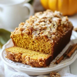 - 1 ½ cups all-purpose flour - 1 teaspoon baking soda - ½ teaspoon baking powder - ½ teaspoon salt - 2 teaspoons ground cinnamon - ½ teaspoon ground nutmeg - 1 cup canned pumpkin puree - ½ cup vegetable oil - 1 cup granulated sugar - 2 large eggs - 1 teaspoon vanilla extract - ½ cup chopped walnuts - ½ cup rolled oats - ¼ cup brown sugar - 2 tablespoons all-purpose flour - 2 teaspoons ground cinnamon - 2 tablespoons unsalted butter, melted In this recipe, we use a mix of wet and dry ingredients to create a rich and moist pumpkin bread. The dry ingredients include flour, baking soda, baking powder, salt, cinnamon, and nutmeg. Each spice adds warmth and a cozy feel, making this bread extra special. The wet ingredients come together with pumpkin puree, oil, sugar, eggs, and vanilla. The pumpkin brings moisture, while the oil keeps the bread tender. The eggs help it rise and bind. If you like a little crunch, you can add walnuts. They give a nice texture and flavor. Finally, we prepare a streusel topping that adds a sweet, crumbly layer. It has oats, brown sugar, flour, cinnamon, and melted butter. This topping makes the bread even more delicious and fun to eat. Gather these ingredients and get ready to bake a treat that will fill your home with warmth and flavor! {{ingredient_image_1}} - Preheat your oven to 350°F (175°C). - Prepare a 9x5-inch loaf pan by greasing it or lining it with parchment paper. This helps with easy removal later. - In a medium bowl, mix together 1 ½ cups of all-purpose flour, 1 teaspoon of baking soda, ½ teaspoon of baking powder, ½ teaspoon of salt, 2 teaspoons of ground cinnamon, and ½ teaspoon of ground nutmeg. Set this bowl aside. - In a large mixing bowl, blend 1 cup of canned pumpkin puree, ½ cup of vegetable oil, and 1 cup of granulated sugar. Whisk until the mix is smooth. - Add 2 large eggs and 1 teaspoon of vanilla extract to the pumpkin mix. Whisk until fully blended. - Gradually add the dry mix to the wet mix. Stir gently until just combined. Be careful not to overmix. If you want, fold in ½ cup of chopped walnuts for a nice crunch. - In a separate small bowl, combine ½ cup of rolled oats, ¼ cup of brown sugar, 2 tablespoons of all-purpose flour, 2 teaspoons of ground cinnamon, and 2 tablespoons of melted unsalted butter. - Mix this until it becomes crumbly. - Pour the pumpkin bread batter into the prepared loaf pan. - Sprinkle the streusel topping evenly over the batter. - Bake in the preheated oven for 60-70 minutes. Check for doneness by inserting a toothpick into the center. It should come out clean. To know when your bread is fully baked, use a toothpick. Insert it into the center. If it comes out clean, your bread is done. If it has wet batter, bake longer. This is key to a perfect loaf. Common mixing mistakes can ruin your bread. Don’t overmix the batter. Mix just until you see no more flour. Overmixing can make the bread tough. Always fold in any nuts gently to keep a soft texture. To elevate your bread, consider adding more spices. A touch of ginger or allspice can add warmth. This gives more depth to your pumpkin bread. Using fresh walnuts can improve the taste. Fresh nuts have a crunch and flavor. Chopped walnuts work too, but fresh nuts elevate every bite. Try to toast them lightly for extra flavor. You can serve your bread warm or at room temperature. A light glaze made from powdered sugar and milk adds sweetness. You can drizzle this on top for a nice finish. Pair your pumpkin bread with a warm drink. Coffee or tea are great options. The warm flavors blend well, making the meal comforting. Enjoy every bite with a sip of your favorite beverage! Pro Tips Use Fresh Spices: For a more vibrant flavor, use freshly ground spices instead of pre-ground ones. This can significantly enhance the aroma and taste of your pumpkin bread. Check for Doneness: Ovens can vary, so be sure to check your bread a few minutes before the recommended time. A toothpick should come out clean or with a few moist crumbs. Storing Leftovers: Store any leftover bread in an airtight container at room temperature for up to three days. For longer storage, wrap it tightly and freeze for up to three months. Experiment with Add-ins: Feel free to add chocolate chips, dried cranberries, or other nuts to the batter for a unique twist on this classic recipe. {{image_2}} If you want to make this bread gluten-free, you can swap out the all-purpose flour. Here are some easy substitutes: - Almond flour: Use 1 ½ cups almond flour for a nutty taste. - Coconut flour: Mix in ½ cup coconut flour with 1 cup almond flour. This adds sweetness and moisture. - Gluten-free flour blend: Many brands offer a blend. Just use the same amount as all-purpose flour. These options work well but may change the texture. Always check your flour blend for extra starch to help bind the bread. You can add extra flavors to make this bread even more exciting. Here are some of my favorite ideas: - Chocolate chips: Add ½ cup of semi-sweet chocolate chips for a sweet twist. - Cranberries: Toss in ½ cup of dried cranberries for a tart bite. - Nuts: Try using pecans or almonds instead of walnuts for a different crunch. These changes keep the recipe fun and interesting. You can adapt this recipe for different seasons and holidays. Here are some suggestions: - Holidays: Add nutmeg or ginger for a festive touch. This makes it perfect for Thanksgiving or Christmas. - Seasonal spices: Use pumpkin pie spice instead of cinnamon and nutmeg for a spicier flavor. - Fruits: In the summer, try adding diced apples or peaches for a refreshing taste. These seasonal changes make this bread a year-round treat. To keep your cinnamon streusel pumpkin bread fresh at room temperature, wrap it in plastic wrap. This helps to keep the bread moist. Place it in a cool, dry spot away from sunlight. If you eat it within two days, it will taste great. You can also store it in an airtight container. This method keeps it soft and delicious for a few days longer. For long-term storage, freezing is the best option. First, let the bread cool completely. Then, wrap it tightly in plastic wrap. Next, place the wrapped bread in a freezer-safe bag. This way, it can stay fresh for up to three months. When you’re ready to enjoy your bread, take it out of the freezer. Leave it at room temperature for about two hours to thaw. To warm it up, you can slice the bread and toast it lightly. This will bring back its lovely flavor and texture. Enjoy the cozy taste of pumpkin bread anytime! Yes, you can use fresh pumpkin. Fresh pumpkin has a bright flavor and is full of nutrients. However, it can also be watery. You must cook and drain it before adding it to your batter. Canned pumpkin is easy and gives consistent results. It saves time and is often less watery. Cinnamon streusel pumpkin bread can last about 3 to 5 days at room temperature. Make sure to store it in an airtight container. This keeps it fresh and moist. You can also refrigerate it for up to a week. For longer storage, freeze the bread. Wrap it tightly in plastic wrap and then place it in a freezer bag. Yes, you can make this recipe without eggs. Use flaxseed meal mixed with water as a substitute. For each egg, mix 1 tablespoon of flaxseed meal with 2.5 tablespoons of water. Let it sit for 5 minutes until it thickens. This helps bind the bread. The texture may be slightly different, but it still tastes great. If your pumpkin bread is too moist, there are a few tricks. First, check your measurements. Make sure you used the right amount of flour and pumpkin. If it is still too wet, add a bit more flour. You can also bake it a little longer. Just watch it closely so it does not burn. You’ve now explored the essentials for making pumpkin bread. We covered the ingredients, including dry and wet items, plus optional add-ins and streusel topping. You learned step-by-step how to prepare, mix, and bake. Tips on improving flavor and serving suggestions were shared, plus variations for dietary needs. Finally, I explained storage methods to keep your bread fresh. Now, it's time to enjoy your delicious pumpkin bread at home or share it with friends. Happy baking!
