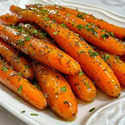 Here are the simple ingredients you need for maple Dijon glazed carrots: - 1 pound baby carrots, peeled - 2 tablespoons maple syrup - 1 tablespoon Dijon mustard - 2 tablespoons olive oil - 1 tablespoon apple cider vinegar - Salt and black pepper to taste - Fresh parsley, chopped (for garnish) These ingredients blend together to create a sweet and tangy glaze. The baby carrots bring a natural sweetness, while the Dijon mustard adds a nice bite. Olive oil helps the glaze stick and gives a rich flavor. Apple cider vinegar adds a hint of acidity that balances the sweetness. Using fresh parsley as a garnish adds color and freshness to your dish. When picking ingredients, choose high-quality maple syrup. It makes a big difference in flavor. Fresh baby carrots are best for this recipe. They cook evenly and taste great! {{ingredient_image_1}} - Preheat oven to 400°F (200°C). - Prepare a baking sheet lined with parchment paper. - In a mixing bowl, combine: - 2 tablespoons maple syrup - 1 tablespoon Dijon mustard - 2 tablespoons olive oil - 1 tablespoon apple cider vinegar - Salt and black pepper to taste Mix these until they blend well. This glaze adds a sweet and tangy flavor to the carrots. - Take 1 pound of peeled baby carrots and toss them in the glaze. - Arrange the coated carrots on the baking sheet in a single layer. This step ensures each carrot gets a good glaze coating for full flavor. - Roast in the oven for 20–25 minutes. - Stir halfway through for even cooking. You want the carrots to be tender and slightly caramelized. - After roasting, remove them from the oven. Drizzle any remaining glaze over the carrots. - Garnish with chopped fresh parsley before serving. This adds a bright touch to your dish, both in flavor and color. Enjoy! - Use high-quality maple syrup for richer flavor. This will deepen the sweetness. - Adjust Dijon mustard quantity for desired tanginess. More mustard gives a bigger kick. - Choose uniform-sized baby carrots for even cooking. This helps them roast at the same time. - Test for doneness with a fork—should be tender but firm. You want them soft, but not mushy. - Serve on a colorful plate for visual appeal. Bright colors make your dish pop. - Consider adding nuts or seeds for crunch. A sprinkle of toasted pecans or sunflower seeds adds texture. Pro Tips Use Fresh Carrots: For the best flavor and texture, choose fresh, firm baby carrots. They will enhance the overall taste of the dish. Adjust Sweetness: Feel free to adjust the amount of maple syrup based on your sweetness preference. This dish can be tailored to be more or less sweet. Experiment with Herbs: Besides parsley, consider adding other herbs like thyme or dill for a different flavor profile that complements the sweetness of the glaze. Make Ahead: You can prepare the glaze ahead of time and store it in the fridge. Just toss the carrots in it when you're ready to roast! {{image_2}} - Try honey instead of maple syrup for a different sweetness. Honey adds a nice touch. - Use balsamic vinegar for a twist on flavor. It gives a rich, tangy taste. - Mix in sweet potatoes or parsnips for variety. They add great texture and flavor. - Consider adding bell peppers for a pop of color. They can brighten up your dish. - Try steaming instead of roasting for a healthier option. Steaming keeps veggies crisp. - Glaze and sauté for a quicker preparation method. This method cooks fast while keeping the flavor. Store leftover glazed carrots in an airtight container. This keeps them fresh and tasty. You should eat them within 3–4 days for the best flavor. After that, they may lose their sweetness and texture. Make sure to cool them before sealing the container to avoid condensation. To reheat, the oven is best for texture. Set it to 350°F (175°C). Place the carrots on a baking sheet. Heat them for about 10 minutes or until warm. If you are short on time, you can use the microwave. Set it on low power and heat for 1-2 minutes. Stir halfway to warm them evenly. Enjoy your delicious carrots! Yes, just cut them into equal-sized pieces for even cooking. Regular carrots can work well in this recipe. Aim for pieces about the same size as baby carrots. This way, they will cook evenly and caramelize beautifully. Yes, it can be made ahead and stored for later use. Making these glazed carrots in advance is smart. Just prepare them and store in an airtight container in the fridge. They stay tasty for 3-4 days. Reheat them before serving. Choose maple syrup and skip any animal-based products. The ingredients in this recipe are easy to adjust for vegan diets. Just omit any butter or cream, and you’re set. Enjoy the sweet and tangy glaze without any animal products! This recipe for glazed baby carrots gives you a tasty side dish. You learned how to create a sweet glaze using simple ingredients like maple syrup and Dijon mustard. With easy steps for roasting, you can achieve perfect tenderness. Remember to adjust flavors to your liking and try new vegetable mixes for variety. Enjoy experimenting with this dish! It’s simple, fun, and sure to impress at any meal.