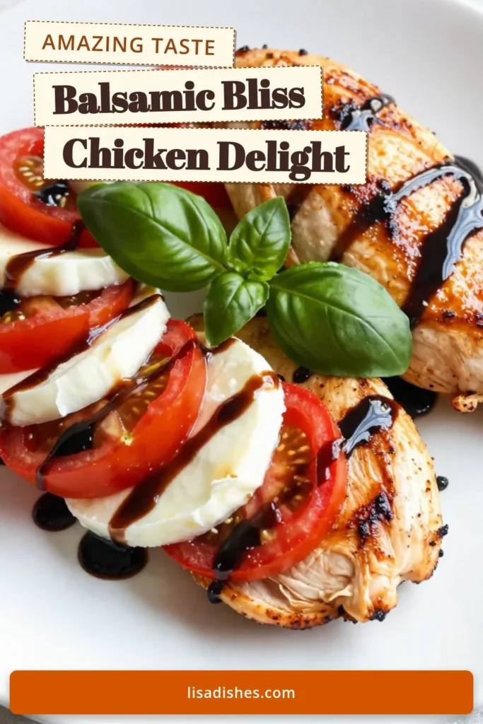 Discover the deliciousness of Balsamic Glazed Chicken with this easy Caprese Chicken Recipe! This delightful meal combines juicy chicken, fresh mozzarella, and ripe cherry tomatoes for a tasty chicken dinner your family will love. Perfect for a quick weeknight meal, this Chicken with Balsamic Vinegar is a must-try. Bake it to perfection and enjoy. Save this recipe for the ultimate Mozzarella Chicken Bake experience! #BalsamicGlazedChicken #CapreseChicken #EasyChickenDinner #ChickenRecipes