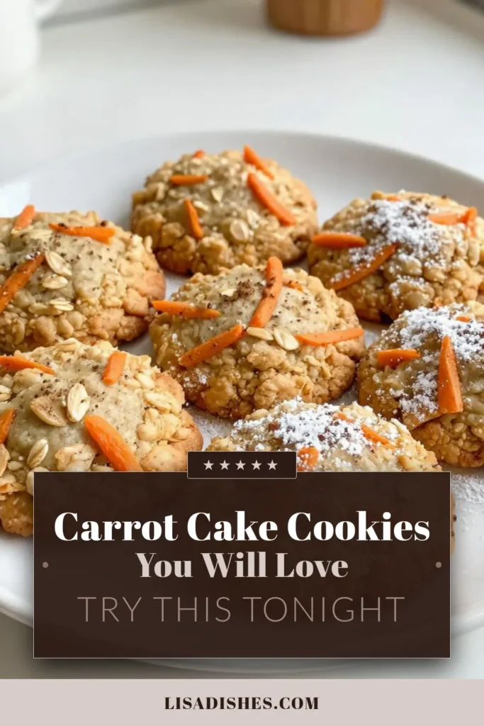 Indulge in the goodness of these Carrot Cake Oatmeal Cookies! These healthy oatmeal cookies blend the warmth of spices with the sweetness of grated carrots for a delicious twist on traditional cookies. Made with whole wheat flour, they’re perfect for anyone seeking easy cookie recipes that are nutritious and satisfying. Bake a batch of these oatmeal cookies with grated carrots and enjoy a delightful treat! Save this recipe for a wholesome dessert. #CarrotCakeOatmealCookies #HealthyOatmealCookies #EasyCookieRecipes #OatmealCookiesWithGratedCarrots