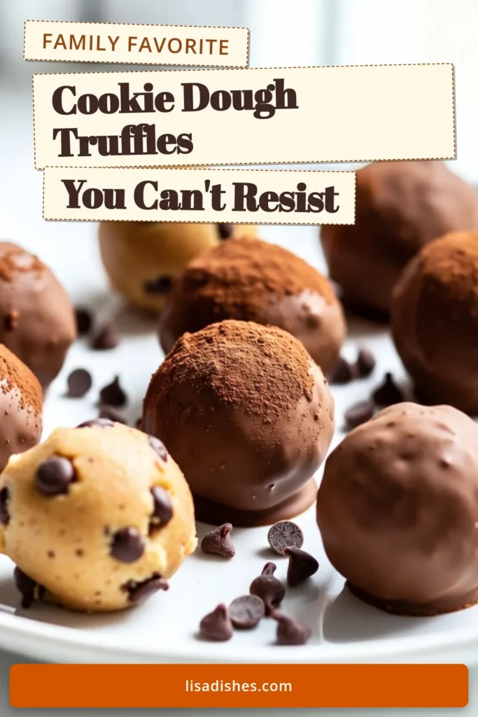 Indulge in the deliciousness of homemade chocolate truffles with our easy recipe for Chocolate Chip Cookie Dough Truffles. These no-bake cookie dough truffles are a fun and simple treat that combines creamy cookie dough and rich chocolate. Perfect for satisfying your sweet tooth, they make a fantastic gift or party snack. Try this chocolate truffles recipe today and enjoy every bite! Save this recipe for later! #ChocolateTruffles #CookieDoughTruffles #NoBakeTreats #EasyRecipes