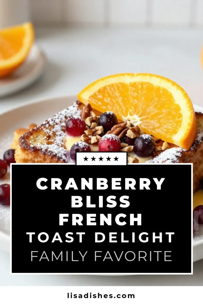 Indulge in the festive delight of Cranberry Bliss French Toast, the perfect Overnight French Toast Recipe for your holiday brunch! Made with soft challah bread, fresh cranberries, and a touch of maple syrup, this Challah Bread French Toast is sure to impress. Easy to prepare ahead, it's the ultimate Holiday Breakfast Recipe. Dive into this deliciousness and elevate your mornings. Save this recipe and start your festive mornings right! #CranberryBliss #OvernightFrenchToast #HolidayBreakfast #MapleSyrupFrenchToast