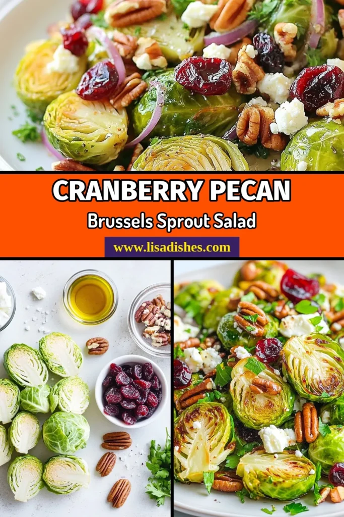 Elevate your holiday gatherings with this delicious Cranberry Pecan Brussels Sprout Salad. A perfect blend of roasted Brussels sprouts, dried cranberries, and crunchy pecans makes it a standout among healthy Brussels sprout recipes. This festive salad with pecans is not only easy to make but also a beautiful addition to any table. Try this roasted Brussels sprouts salad for your next event and enjoy a healthy holiday dish. Save this easy holiday salad recipe now! #CranberryPecanSalad #HealthySalads #BrusselsSprouts #HolidayRecipes
