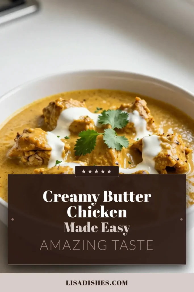 Indulge in this creamy Butter Chicken recipe that brings the taste of India right to your kitchen! This Easy Butter Chicken curry features tender chicken thighs simmered in a rich sauce of tomato and heavy cream, creating the ultimate Chicken curry recipe. Perfect for cozy dinners, this Indian Butter Chicken is sure to impress! Save this delicious Butter Chicken with cream for your next meal. #ButterChicken #IndianRecipes #ChickenCurry #EasyRecipes