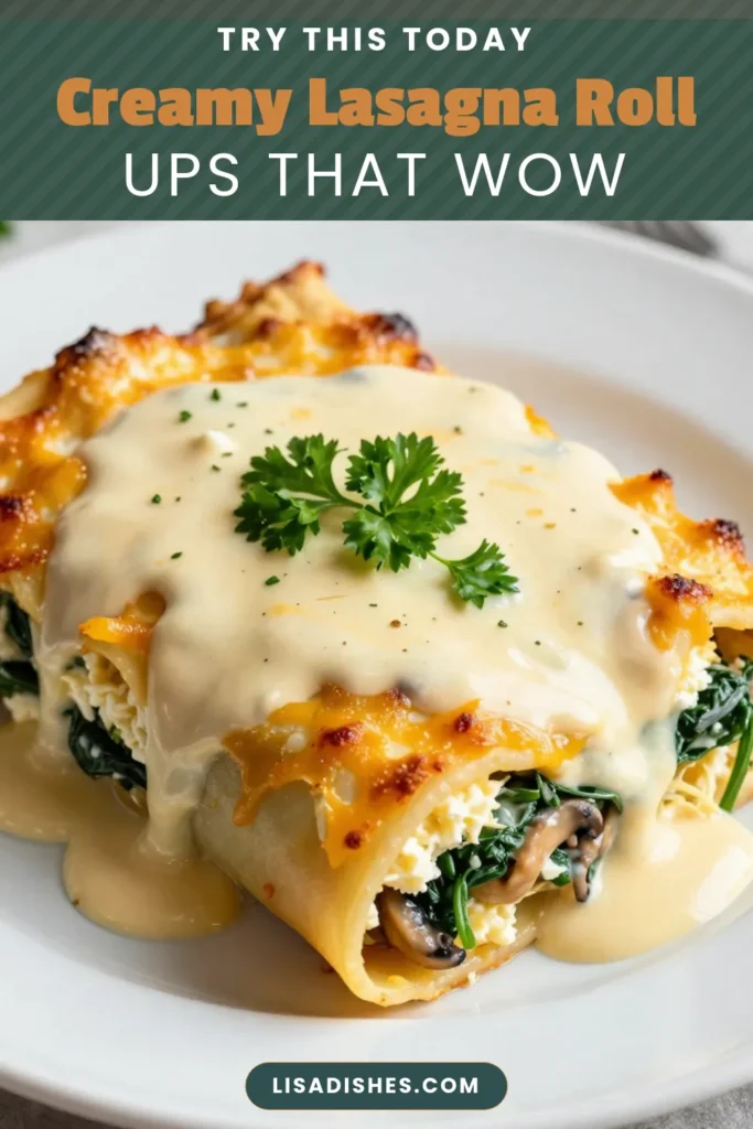 Indulge in these delicious Creamy Alfredo Lasagna Roll Ups, a perfect blend of flavors featuring ricotta, spinach, and mushrooms. This Easy Lasagna Roll Ups Recipe brings a delightful twist with Alfredo Sauce Lasagna Rolls that the whole family will love. Try these Cheesy Lasagna Roll Ups for a comforting dinner, or switch it up with Spinach Mushroom Lasagna Roll Ups for a veggie-packed option. Save this recipe for your next meal! #LasagnaRollUps #AlfredoSauce #ComfortFood #EasyRecipes