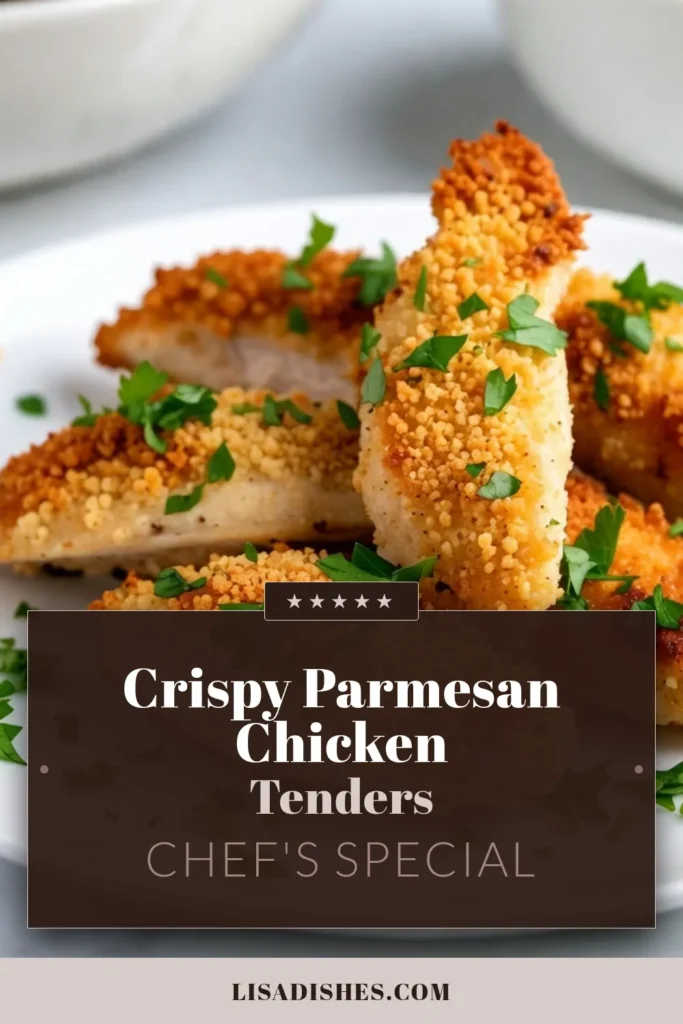Looking for a delicious twist on dinner? Try these Parmesan Crusted Chicken Tenders! This easy baked chicken tenders recipe features a crispy coating made with panko breadcrumbs and Parmesan cheese, creating the perfect crunchy texture. Ideal for family meals or a quick snack, these crispy chicken tenders are a must-try. Don't miss out—save this recipe for later! #ParmesanCrustedChickenTenders #EasyChickenRecipes #CrispyChickenTenders #PankoBreadcrumbChicken