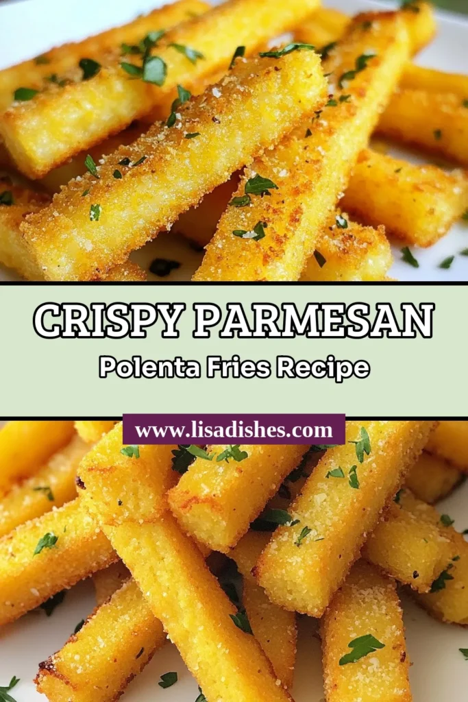 Savor the crispy goodness of these Crispy Polenta Fries! This delicious Parmesan polenta recipe transforms simple ingredients into a perfect healthy appetizer. Enjoy baked polenta fries that are gluten-free and full of flavor. Ideal for dipping or as a snack, these fries are easy to make and will impress your guests. Try this simple recipe today and elevate your appetizer game! Save for later! #CrispyPolentaFries #HealthyAppetizer #GlutenFreeFries #ParmesanPolentaRecipe