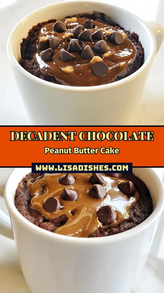 Satisfy your cravings with this easy, delicious Chocolate Peanut Butter Mug Cake! This quick chocolate dessert is perfect for those late-night indulgences or an instant treat. Using a simple microwave mug cake recipe, you can whip up a single serving in just minutes. With rich flavors and a hint of peanut butter, it’s the ultimate easy peanut butter cake. Click to discover the full recipe and treat yourself today! #MugCake #ChocolateDessert #PeanutButter #QuickRecipes