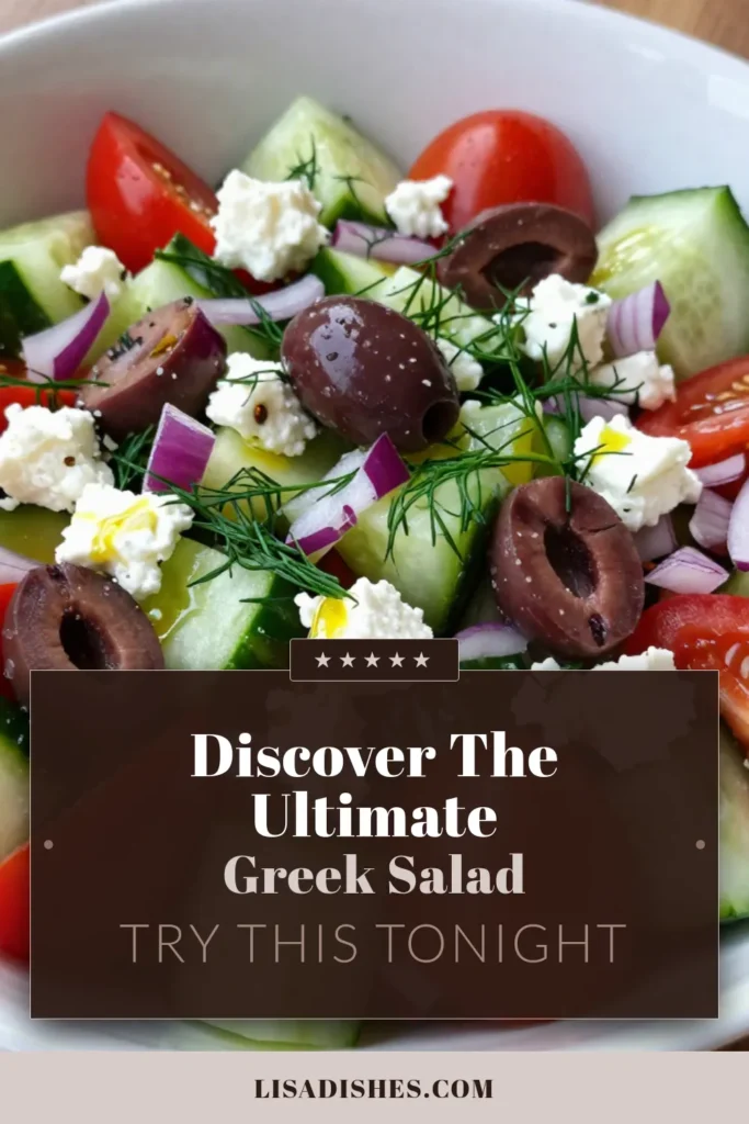 Discover the refreshing taste of a Crisp Cucumber Dill Salad with this easy Greek Salad Recipe. Bursting with flavor, this Feta Cheese Salad features crunchy cucumbers, juicy tomatoes, and vibrant fresh dill. Perfect for summer, it’s a delightful Mediterranean Salad that’s sure to impress. Enjoy a healthy dish in just 15 minutes! Save this recipe and elevate your mealtime! #CucumberSalad #GreekSalad #FetaCheese #MediterraneanRecipes