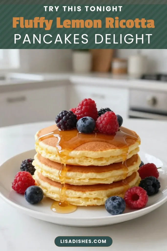 Indulge in delicious Lemon Ricotta Pancakes that are a game-changer for breakfast! This easy pancake recipe combines rich ricotta cheese for fluffiness with a zesty lemon twist. Perfect for lazy mornings, these fluffy pancakes are a must-try. Enjoy them warm with maple syrup and fresh berries. Ready to elevate your breakfast? Save this Lemon Ricotta Pancakes recipe now! #BreakfastPancakesWithLemon #RicottaCheesePancakes #FluffyPancakesRecipe #EasyPancakeRecipe
