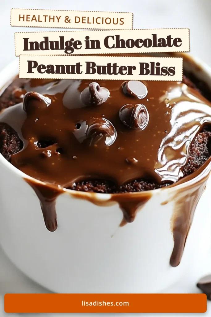 Indulge in this easy chocolate peanut butter mug cake, the perfect quick dessert in a mug! Ready in just 5 minutes, this single serving mug cake recipe is a must-try for chocolate lovers. With a rich blend of cocoa and creamy peanut butter, it's delectable and satisfying. Enjoy the convenience of a microwave chocolate cake that satisfies your sweet tooth in no time. Click to save this delightful recipe now! #MugCake #ChocolateDessert #PeanutButter #QuickRecipes