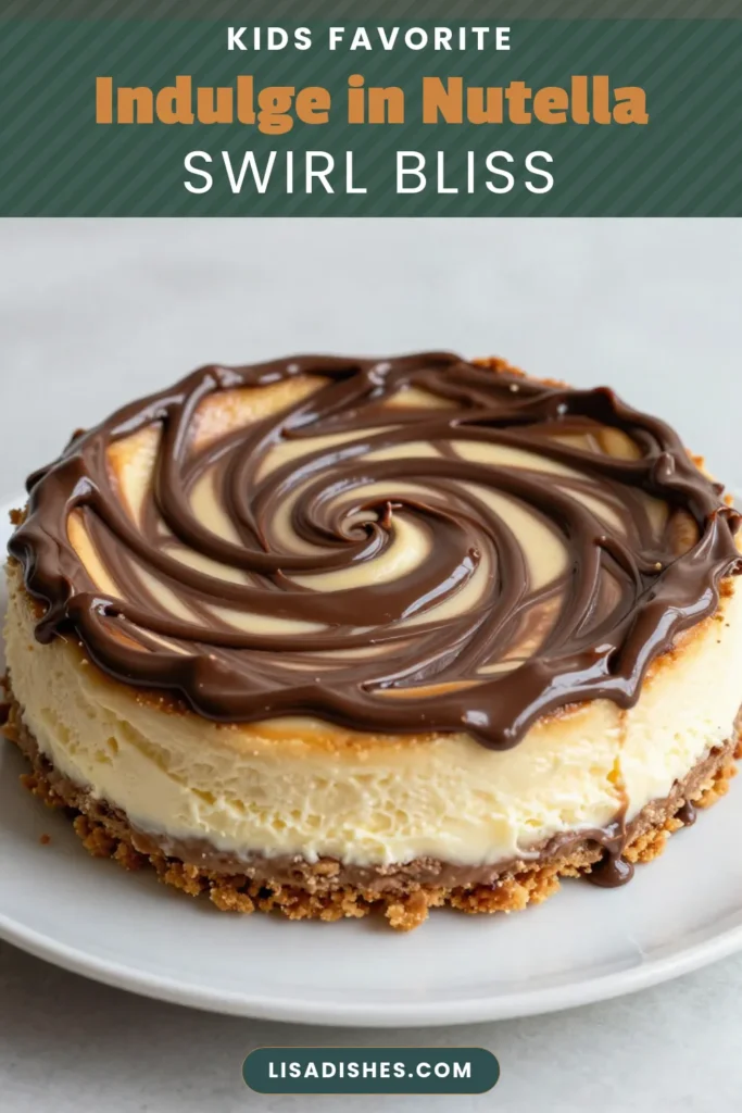 Indulge in this delightful Nutella Swirl Cheesecake that’s a breeze to make! This easy Nutella dessert combines the rich flavors of a cream cheese cheesecake recipe and decadent Nutella for a perfect treat. Whether you’re hosting a party or craving something sweet, this Nutella cheesecake recipe is sure to impress. Save this scrumptious swirl cheesecake and enjoy every bite! #NutellaCheesecake #SwirlCheesecake #EasyNutellaDessert #CheesecakeWithNutella