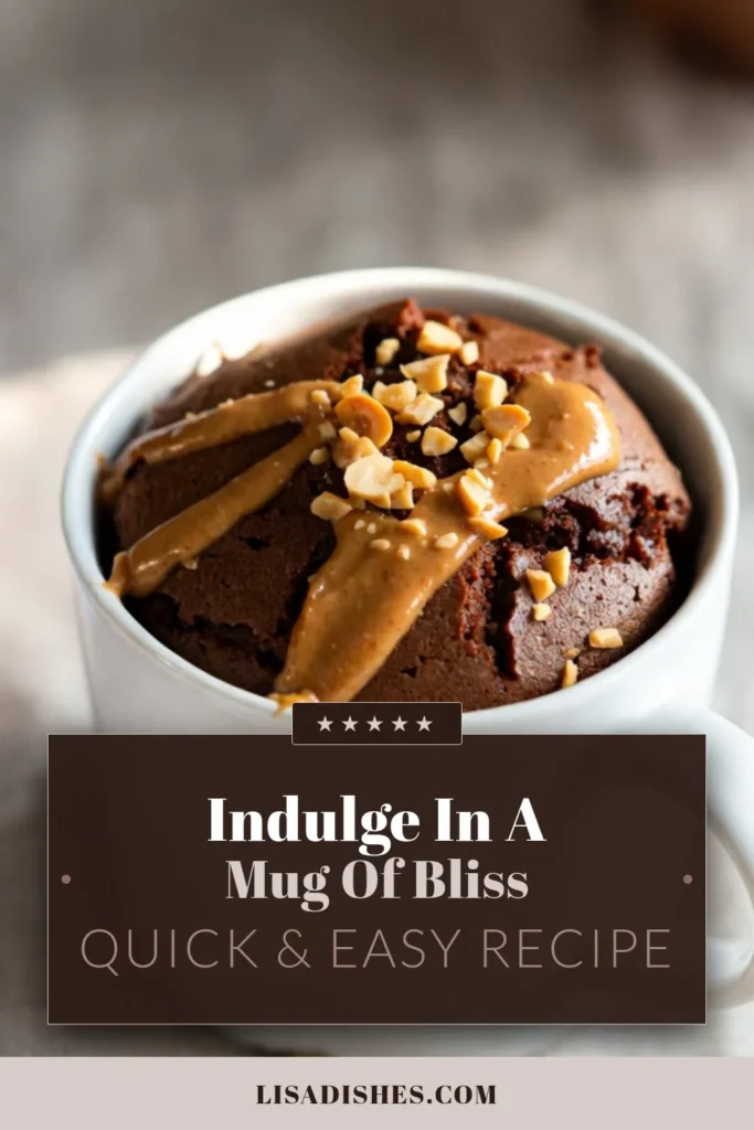 Indulge in this easy Chocolate Peanut Butter Mug Cake, a quick chocolate dessert ready in minutes! This microwave mug cake combines rich cocoa and creamy peanut butter, making it the perfect Peanut Butter Dessert Recipe. Simply mix and microwave for a delightful treat. Perfect for satisfying your sweet tooth on a busy day, this Easy Mug Cake Recipe is a must-try! Save this recipe for your next craving! #MugCake #ChocolateDessert #PeanutButter #EasyRecipes