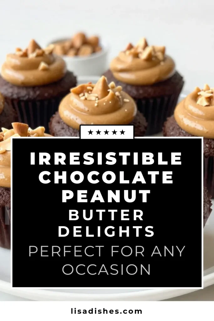 Indulge in these Chocolate Peanut Butter Cupcakes, the ultimate treat for any dessert lover! This easy cupcake recipe combines rich chocolate and creamy peanut butter, creating the best chocolate cupcakes you've ever tasted. Perfect for parties or a sweet snack, these homemade cupcake ideas are sure to impress. Ready to whip up a peanut butter dessert that dazzles? Get the full recipe now and make your day sweeter! #ChocolatePeanutButterCupcakes #EasyCupcakeRecipes #PeanutButterDessertRecipes #BestChocolateCupcakes