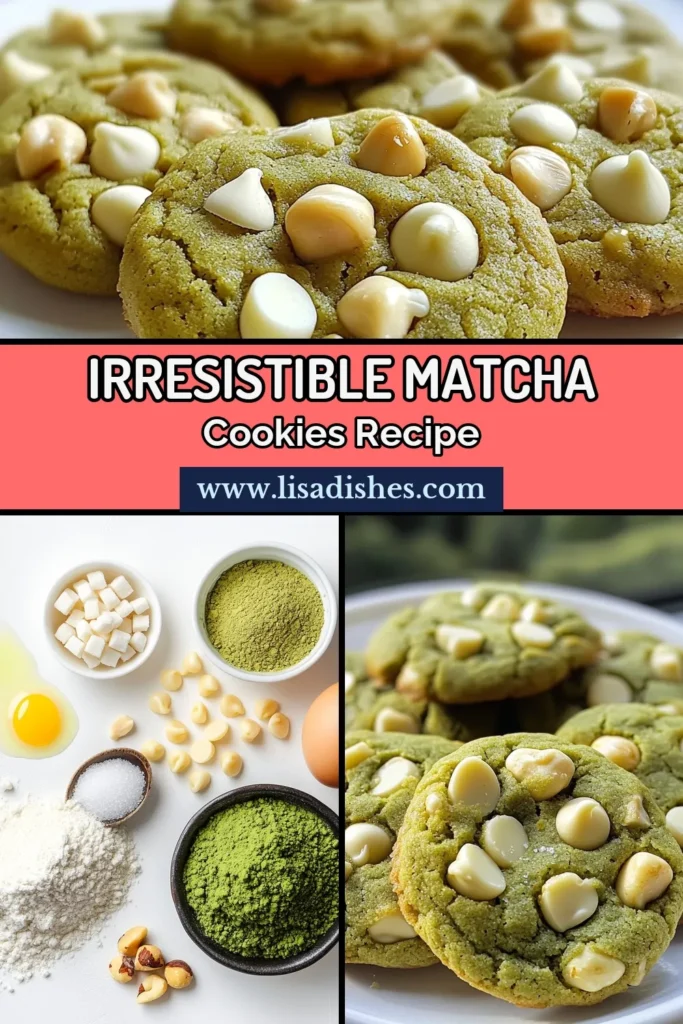 Indulge in these delicious Matcha White Chocolate Cookies with our easy matcha cookies recipe! Combining the earthy flavor of matcha with creamy white chocolate, these green tea cookie treats are perfect for any dessert lover. Check out our white chocolate matcha cookies for a unique twist on traditional cookies. Don't miss out on these mouthwatering matcha dessert ideas! Save this recipe now! #MatchaCookies #GreenTeaCookies #DessertIdeas #EasyBaking