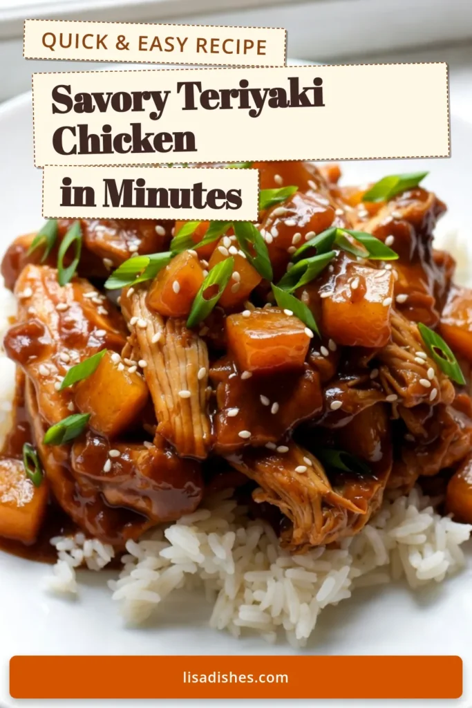 Indulge in a quick and delicious meal with this easy teriyaki chicken recipe. Our slow cooker teriyaki chicken combines sweet and savory flavors, featuring tender healthy teriyaki chicken thighs and juicy pineapple chunks. This pineapple chicken slow cooker dish is perfect for busy nights. Sprinkle with sesame seeds and green onions for a delightful finish. Save this recipe for a hassle-free dinner tonight! #SlowCookerTeriyakiChicken #SweetAndSavory #EasyTeriyakiChicken #HealthyRecipes