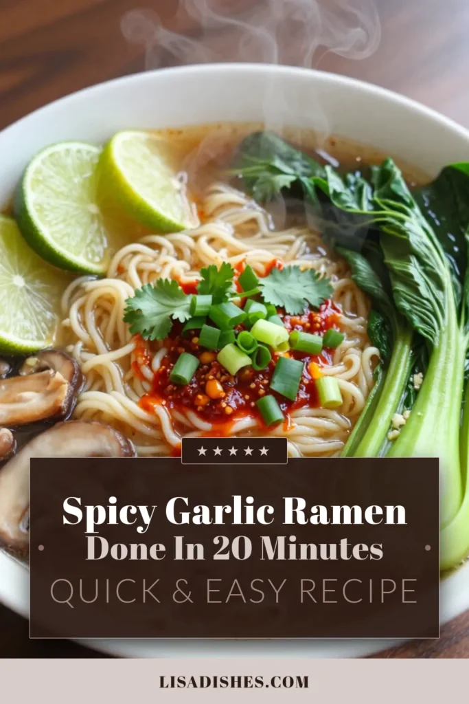 Craving a comforting meal? Try this Spicy Garlic Ramen Noodles recipe that packs a punch with easy-to-follow steps! Perfect for busy weeknights, this vegetarian ramen broth features fresh ingredients and can be customized with chili paste ramen for added heat. Enjoy quick ramen noodles ready in just 20 minutes! Don't forget to save this recipe for a delicious meal you'll love! #RamenRecipes #VegetarianMeals #SpicyNoodles #QuickDinnerIdeas