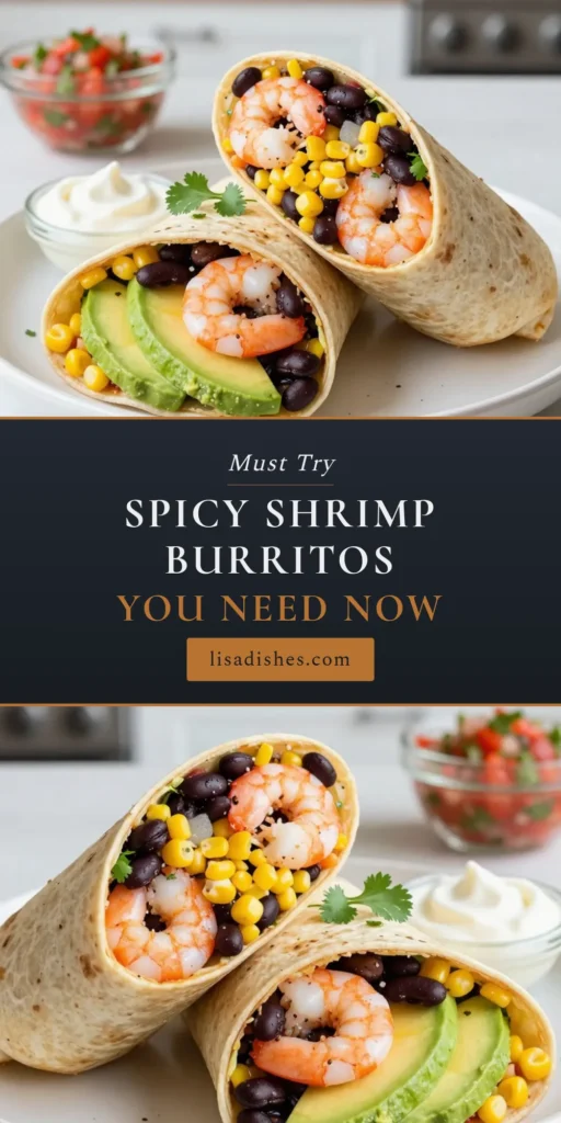 Craving a flavorful meal? Try these Chipotle Lime Shrimp Burritos! This easy shrimp burrito recipe features perfectly marinated shrimp in a spicy chipotle shrimp marinade that packs a punch. Combined with fresh ingredients like black beans, corn, and avocado, these spicy shrimp burritos are a tasty delight. Perfect for meal prep or a quick dinner. Save this recipe for a delicious twist on taco night! #ShrimpBurritoRecipe #ChipotleShrimp #EasyShrimpBurritos #SpicyShrimpBurritos