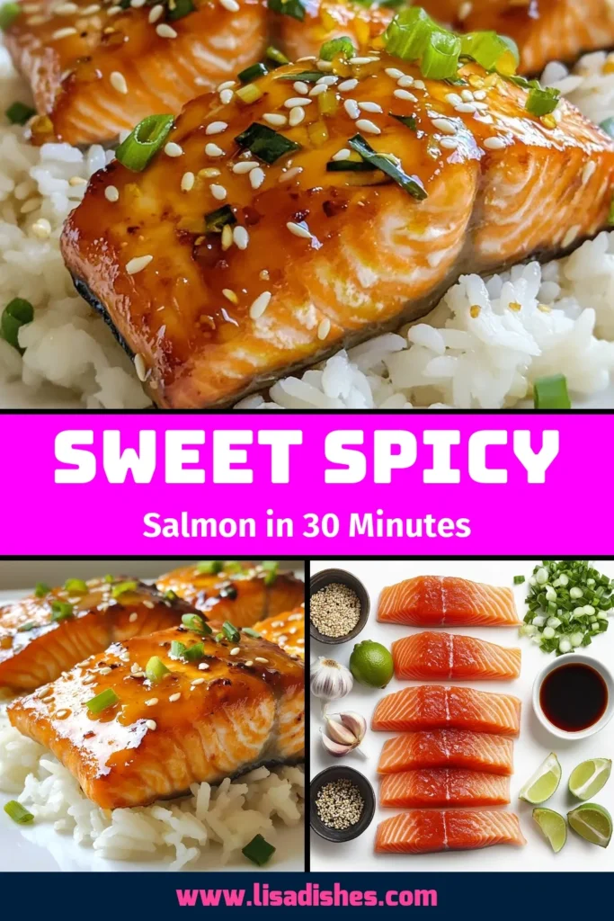 Elevate your dinner with this delicious Honey Sriracha salmon! This easy salmon dinner features a perfect spicy salmon marinade that will tantalize your taste buds. Enjoy this grilled salmon recipe, ready in just 40 minutes. Drizzle the sweet and spicy glaze for a mouthwatering finish that your family will love. Get the full glazed salmon recipe and make dinner special tonight! #HoneySrirachaSalmon #GlazedSalmon #SalmonDinner #EasyRecipes