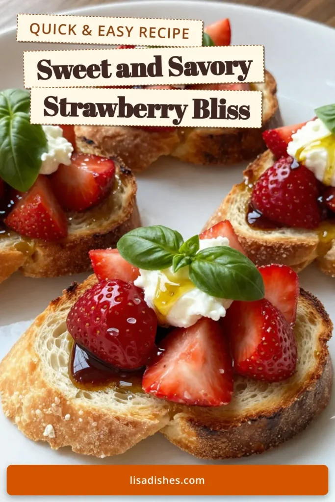 Looking for a delicious summer appetizer? Try this easy bruschetta recipe featuring balsamic strawberry bruschetta! Perfect for gatherings, this fresh strawberry appetizer combines juicy strawberries, creamy mozzarella, and a drizzle of balsamic glaze. Impress your guests with this simple yet flavorful dish that embodies the essence of summer. Click to discover the full recipe and elevate your entertaining game! #BalsamicStrawberryBruschetta #FreshStrawberryAppetizer #SummerRecipes #BruschettaWithMozzarella