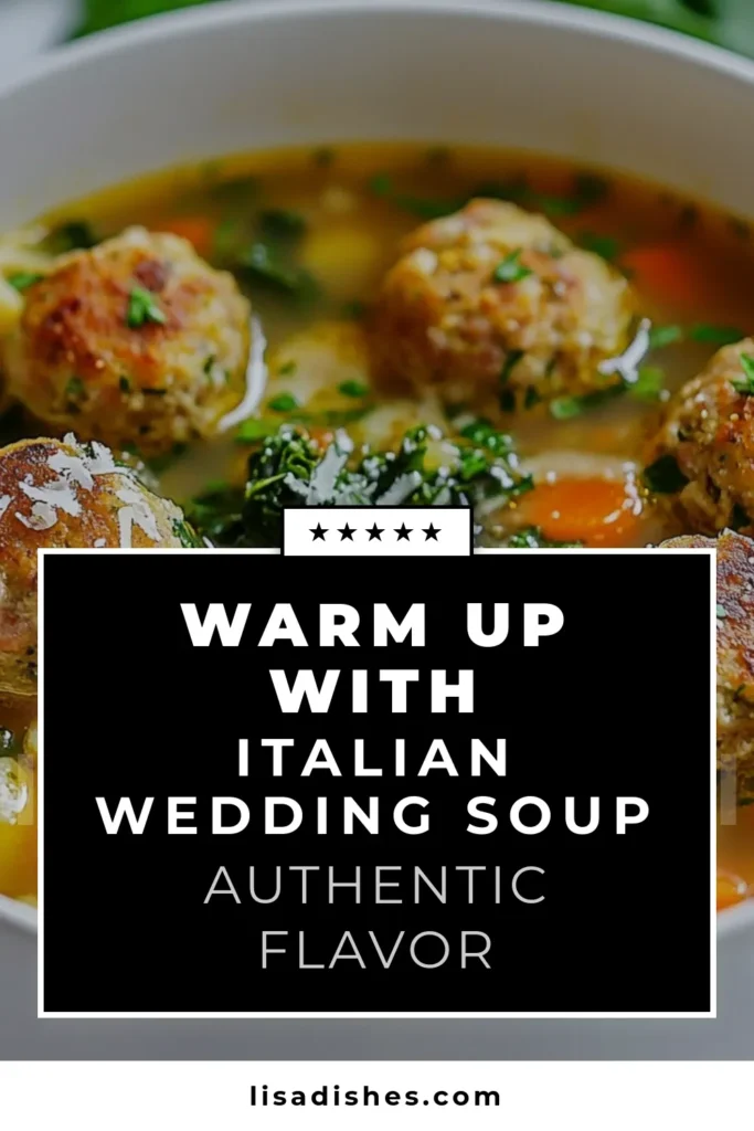 Warm up with this delightful Italian wedding soup recipe! This cozy soup is a perfect blend of tender chicken meatballs, fresh veggies, and hearty pasta, making it a healthy Italian soup you'll love. It's one of the easiest wedding soup recipes you'll find, perfect for any night. Try this delicious chicken meatball soup for a comforting meal. Save and share this recipe today! #ItalianWeddingSoup #CozySoupRecipes #HealthyItalianSoup #EasyWeddingSoup