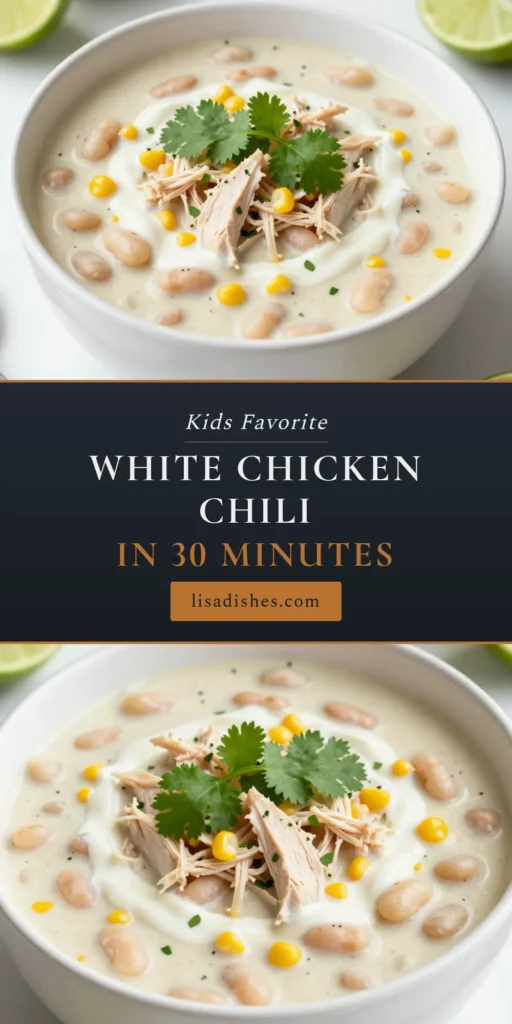 Warm up with this creamy chicken chili recipe that's perfect for any occasion! This easy chicken chili combines tender shredded chicken, white beans, and a touch of cream for a deliciously comforting dish. Ready in just 30 minutes, it’s the ideal choice for cozy evenings. Add this white bean chili to your meal plan and impress your family with tasty flavors! Don't forget to save this must-try recipe! #CreamyChickenChili #EasyChickenChili #ComfortingChili #WhiteBeanChili