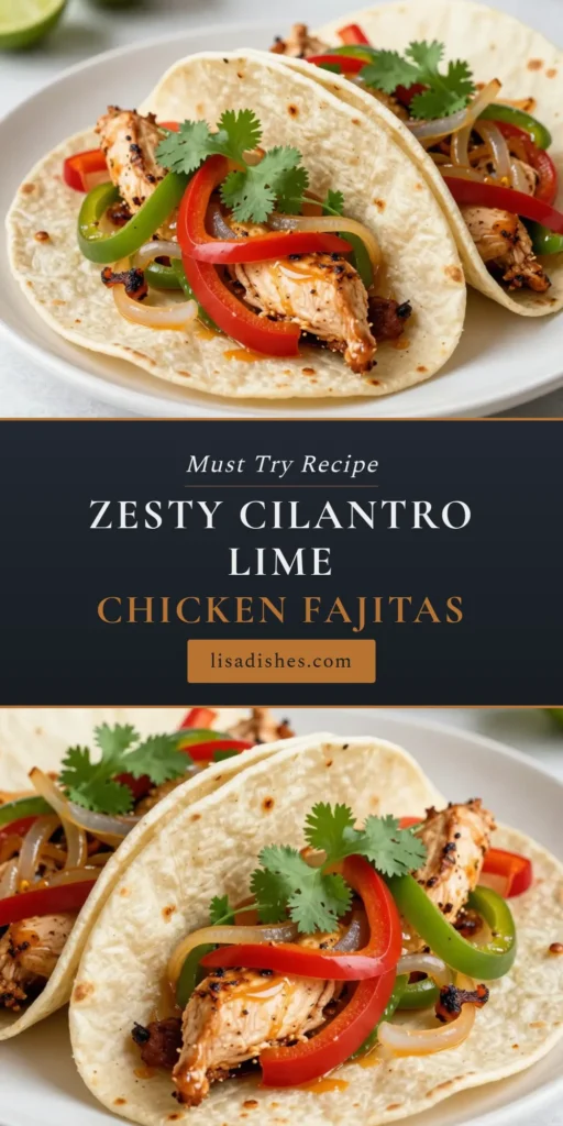 Discover how to make delicious Cilantro Lime Chicken Fajitas with this easy chicken fajitas recipe. Perfect for a quick weeknight dinner, these marinated chicken fajitas are bursting with flavor and healthy ingredients. Cook them in a skillet for a fantastic meal that everyone will love. Don’t miss out on this flavorful treat! Save this recipe for a night of tasty fajitas with cilantro. #CilantroLimeChickenFajitas #EasyChickenFajitas #HealthyFajitas #SkilletChickenFajitas