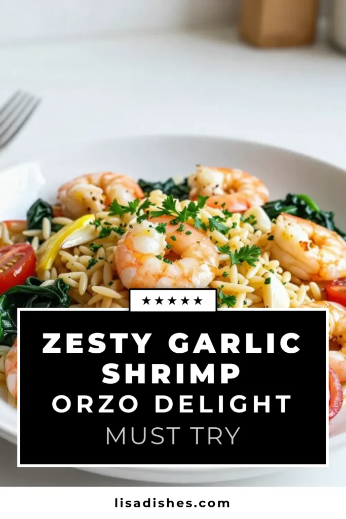 Discover this delicious lemon garlic shrimp recipe featuring shrimp orzo pasta for a quick seafood dinner that's both healthy and bursting with flavor. This zesty orzo dish combines succulent shrimp, fragrant garlic, and fresh spinach, making it perfect for any occasion. Enjoy this flavorful meal in just 30 minutes! Try it tonight and elevate your weeknight dinners. Save this recipe for later! #LemonGarlicShrimp #ShrimpOrzo #QuickSeafoodDinner #HealthyShrimpRecipes