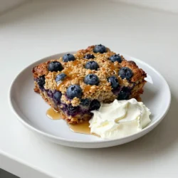 - 2 cups rolled oats - 2 cups almond milk (or milk of your choice) - 1/2 cup maple syrup - 1/4 cup melted coconut oil - 2 teaspoons vanilla extract - 1 teaspoon baking powder - 1 teaspoon cinnamon - 1/2 teaspoon salt - 2 cups fresh or frozen blueberries - 1/4 cup chopped walnuts - 1 tablespoon chia seeds The base of this Blueberry Oatmeal Breakfast Bake is simple yet nourishing. I start with rolled oats. They provide great texture and fiber. Next, I add almond milk. You can use any milk you like. Maple syrup adds a touch of sweetness, making each bite delightful. Melted coconut oil brings a rich flavor and helps bind the ingredients. I also mix in vanilla extract. It adds a lovely aroma and enhances the overall taste. To give the bake a little lift, I add baking powder. A sprinkle of cinnamon adds warmth, and salt balances the flavors. You can customize the bake with optional ingredients. I love folding in blueberries, either fresh or frozen. They burst with flavor as they cook. If you want extra crunch, add walnuts. Chia seeds are a great addition for added nutrition and a slight crunch. They also help to thicken the mixture, making it even heartier. These ingredients come together to create a tasty, healthy breakfast. Each bite is packed with nutrients and flavor. This dish is perfect for families or meal prep. You can easily serve it warm or cold. Enjoy the wholesome goodness! {{ingredient_image_1}} Start by preheating your oven to 350°F (175°C). Grease a 9x13-inch baking dish with coconut oil or cooking spray. This step helps prevent the bake from sticking. In a large mixing bowl, combine the rolled oats, almond milk, maple syrup, melted coconut oil, vanilla extract, baking powder, cinnamon, and salt. Stir the mixture well until everything blends together smoothly. This base is the heart of the dish. Now it’s time to add the blueberries. Gently fold in the fresh or frozen blueberries, along with walnuts and chia seeds if you want them. Make sure the blueberries spread evenly throughout the mixture. This ensures every bite is bursting with flavor. Pour the oatmeal mixture into your prepared baking dish. Spread it out evenly with a spatula. Bake in the preheated oven for 30-35 minutes. Look for a golden-brown top and a set center. This means your bake is ready. Once the bake is done, take it out of the oven and let it cool for about 10 minutes. This cooling time helps it firm up a bit. When ready, slice it into squares for serving. You can top each square with Greek yogurt, a drizzle of maple syrup, and fresh blueberries for a colorful touch. Enjoy your warm, hearty breakfast! Bake time may vary with different ovens. Most ovens heat unevenly. If your oven runs hot, check the bake at 25 minutes. You want a golden top and a firm center. Use a toothpick to test doneness. It should come out clean when inserted in the center. If it has wet batter, bake for a few more minutes. Spices can boost the flavors in your bake. Try adding nutmeg or ginger for warmth. You can also mix in some vanilla bean for a richer taste. For sweeteners, consider using honey or agave syrup instead of maple syrup. Each option gives a unique flavor twist. Top your baked oatmeal with Greek yogurt for creaminess. You can also sprinkle chopped nuts on top for crunch. Fresh fruits like banana slices can add sweetness. Pair your breakfast bake with coffee or a cold glass of almond milk. This adds a nice balance to your meal. Pro Tips Choose Your Oats Wisely: Use rolled oats for the best texture. Quick oats can make the bake mushy, while steel-cut oats will require a longer baking time. Experiment with Sweetness: Adjust the amount of maple syrup according to your taste. You can also substitute with honey or agave syrup for different flavors. Customize Your Add-ins: Feel free to add other fruits like bananas or apples, or substitute walnuts with pecans or almonds for a different crunch! Storage Tips: This bake can be stored in the fridge for up to 5 days. Reheat individual portions in the microwave for a quick breakfast. {{image_2}} You can switch up the berries in this dish. Raspberries or strawberries add a nice twist. If you want more sweetness, try adding bananas or diced apples. These fruits bring a fresh taste that makes each bite exciting. Mixing fruits can also add different textures. If you follow a vegan diet, you can easily adapt this recipe. Use plant-based milk like oat or soy milk instead of almond milk. For those who need gluten-free options, choose gluten-free oats. This keeps the dish safe for everyone while still being tasty. Want to add some fun to your bake? Mix in chocolate chips or coconut flakes. These add extra sweetness and texture. If you prefer savory flavors, toss in herbs or cheese. This unique twist can turn your breakfast bake into a hearty meal. To keep your Blueberry Oatmeal Breakfast Bake fresh, store it in the fridge. Place it in an airtight container. This will help prevent it from drying out. The bake stays good for up to five days. If you notice any off smells or mold, toss it right away. You can freeze leftovers too! Cut the bake into squares before freezing. Wrap each square in plastic wrap, then place them in a freezer-safe bag. This way, you can grab a piece anytime. When you want to eat it, let it thaw overnight in the fridge. To reheat, pop it in the microwave for about 1-2 minutes. You can also heat it in the oven at 350°F for 10 minutes. Always check for signs of spoilage. If the bake smells sour or has a strange texture, it is best to discard it. Aim to eat your leftovers within five days for the best taste. If you freeze it, enjoy it within three months for optimal flavor. You can use quick oats, but the texture will change. Quick oats absorb liquid faster, which can make the bake softer. If you want a chewier texture, stick with rolled oats. Quick oats will also cook faster, so check your bake after 25 minutes. Look for a golden brown top. The center should feel firm to the touch. You can also insert a knife into the middle. If it comes out clean, your bake is ready. Let it cool slightly before cutting it into squares. Yes, you can use other milk types. Soy, coconut, or oat milk work well. Each will add a different flavor. If you use dairy milk, the bake might taste richer but still be delicious. Just keep the same amount of liquid. This blog post covered a delicious oatmeal bake recipe. We went through the main ingredients, various options, and clear instructions. I shared tips to perfect your bake and enhance the flavor. You learned about storing leftovers and freezing options. For variations, you can choose fruit or even savory twists. Try out these ideas and make this recipe your own. Happy baking!