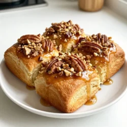 To make these sticky buns, you need basic ingredients. Here’s what you will need: - 3 cups all-purpose flour - 1/4 cup granulated sugar - 1 packet (2 1/4 teaspoons) instant yeast - 1/2 teaspoon salt - 1/2 teaspoon ground cinnamon - 1/4 cup unsalted butter, melted - 1 cup warm milk (around 110°F) - 1 large egg - 1 cup pecans, chopped - 1 cup brown sugar, packed - 1/2 cup maple syrup - 1/4 cup unsalted butter, softened (for filling) - 1 teaspoon vanilla extract Each ingredient plays a key role in flavor and texture. The flour gives structure, while the sugar adds sweetness. The yeast helps the dough rise, making it fluffy. The pecans add crunch, and maple syrup gives a rich, sweet taste. While the core ingredients shine, you can tweak the taste. Consider adding: - A sprinkle of extra ground cinnamon - Raisins or dried cranberries for sweetness - A touch of nutmeg for warmth - A splash of bourbon for depth These extras can enhance the flavor. Feel free to experiment and find what you love! To make the process smooth, gather these tools: - Mixing bowls - Whisk - Rolling pin - Baking dish - Kitchen towel - Measuring cups and spoons - Knife for slicing Having the right tools will make baking easier. This way, you can focus on creating your delicious sticky buns! {{ingredient_image_1}} To start, grab a mixing bowl. Combine 2 cups of all-purpose flour, granulated sugar, instant yeast, salt, and ground cinnamon. Mix these dry ingredients well. In another bowl, whisk together the melted butter, warm milk, and egg. This mix needs to be smooth and fully combined. Now, slowly pour the wet mix into the dry mix. Stir until they blend together. Next, add the remaining flour gradually, one cup at a time. You want a soft dough to form. Knead the dough on a floured surface for about 5 to 7 minutes. Aim for a smooth and elastic texture. Once the dough feels right, place it in a greased bowl. Cover it with a kitchen towel and let it rise in a warm spot for about 1 hour. It should double in size. While the dough rises, it’s time to work on the sticky topping. Take a medium saucepan and set it over low heat. Combine the brown sugar, maple syrup, and softened butter in the pan. Stir this mix constantly until the sugar dissolves and everything is smooth. Once done, remove it from the heat. Add in the chopped pecans and stir. After the dough has risen, it’s time to shape the buns. Punch the dough down gently, then roll it out on a floured surface into a rectangle about 12x18 inches. Spread the softened butter over the dough. If you want extra flavor, sprinkle some cinnamon and sugar on top. Now, roll the dough tightly into a log from one long edge. Slice the log into 12 equal pieces. Place these pieces cut-side up in the baking dish, which has your sticky topping in it. Cover the dish with a kitchen towel, and let the buns rise for another 30 minutes. Preheat your oven to 350°F (175°C). Bake the sticky buns for 25 to 30 minutes. Look for a golden brown color. After baking, let them cool for about 5 minutes in the dish. Then, invert them onto a serving platter. Enjoy these delicious buns warm! Kneading dough is a key step. Start with clean hands and a floured surface. Use the heel of your hand to push the dough away. Fold it over and repeat. You want to knead for about 5-7 minutes. The dough should feel smooth and elastic when done. For rising, place your dough in a warm spot. Cover it with a kitchen towel. This helps keep it cozy. Let it rise until it doubles in size. To get the best flavor, always use fresh ingredients. Use warm milk, not hot. This helps the yeast grow. Mix the dough well but don’t overwork it. The right texture is soft and slightly tacky. Add a bit of cinnamon to the filling for extra warmth. You can also sprinkle some on top before baking. This adds a lovely aroma. These sticky buns shine when served warm. Drizzle extra maple syrup on top. It adds sweetness and makes them shine. Garnish with whole pecans for a nice touch. Serve with whipped cream cheese on the side. It adds creaminess and balances the sweetness. You can also enjoy them with a cup of coffee or tea. This makes for a perfect treat at breakfast or brunch. Pro Tips Use Fresh Ingredients: Always use fresh yeast and high-quality maple syrup for the best flavor in your sticky buns. Check Dough Consistency: If your dough feels too sticky, add a little extra flour. It should be soft but not overly tacky. Perfect Rise: For a perfect rise, place your dough in a warm, draft-free area. An oven preheated to the lowest setting and then turned off works great. Let Them Cool: Allow the buns to cool for a few minutes after baking before inverting them to prevent the sticky topping from sliding off. {{image_2}} You can change the flavor of your sticky buns by adding spices or nuts. Try adding nutmeg for a warm taste. A pinch of cardamom gives a sweet and spicy kick. You can also use walnuts or hazelnuts instead of pecans. Each nut brings a unique flavor and crunch. If you want to make these buns vegan or dairy-free, it is easy. Replace the egg with flaxseed meal or applesauce. Use almond or soy milk instead of regular milk. For the butter, use coconut oil or vegan butter. These swaps keep the buns soft and tasty. Get fun with glazes and toppings! You can mix powdered sugar with almond milk for a sweet glaze. A chocolate drizzle adds a rich twist. For a fresh touch, use fruit jams or preserves. These ideas can make your sticky buns special and unique. After enjoying your sticky buns, store any leftovers in an airtight container. Keep them at room temperature for up to two days. If you want to keep them longer, refrigerate them. Just remember, refrigeration can dry them out a bit. To help, wrap each bun in plastic wrap before placing them in a container. When you're ready to enjoy those leftover sticky buns, reheating them is key. Preheat your oven to 350°F (175°C). Place the buns on a baking sheet. Cover them with foil to keep them moist. Heat for about 10-15 minutes. If you prefer the microwave, warm them for 15 seconds at a time. Just be careful not to overheat, or they may become tough. Freezing is a great option if you want to save some sticky buns for later. Allow the buns to cool completely after baking. Then wrap each one tightly in plastic wrap. Place the wrapped buns in a freezer-safe bag or container. They can last in the freezer for up to three months. When you're ready to eat, thaw them overnight in the fridge. Reheat as mentioned above for the best taste. Yes, you can make Maple Pecan Sticky Buns ahead of time. You can prepare the dough and let it rise. After rolling the dough, slice the buns and place them in the sticky topping. Cover the dish and refrigerate overnight. In the morning, let the buns sit at room temperature for about 30 minutes before baking. This saves time and gives you fresh buns in the morning. If you need a substitute for pecans, try walnuts or almonds. Both nuts add a nice crunch. You can also skip nuts entirely if you prefer. For a different flavor, try adding raisins or dried cranberries. These options keep the sticky buns tasty and fun. You know the sticky buns are done when they turn golden brown. They should feel soft but not doughy. You can also check the temperature with a food thermometer. The center should reach about 190°F (88°C). Let them cool for five minutes before serving for the best taste. Maple pecan sticky buns bring joy to any meal. We covered essential and optional ingredients that enhance flavor. Preparing the dough and topping is key to success. I shared best practices for kneading and rising. You can add spices or go vegan for your taste. Remember to store leftovers properly and reheat for freshness. Embrace these tips for a delicious treat. Enjoy making these sticky buns, and share them with friends and family!