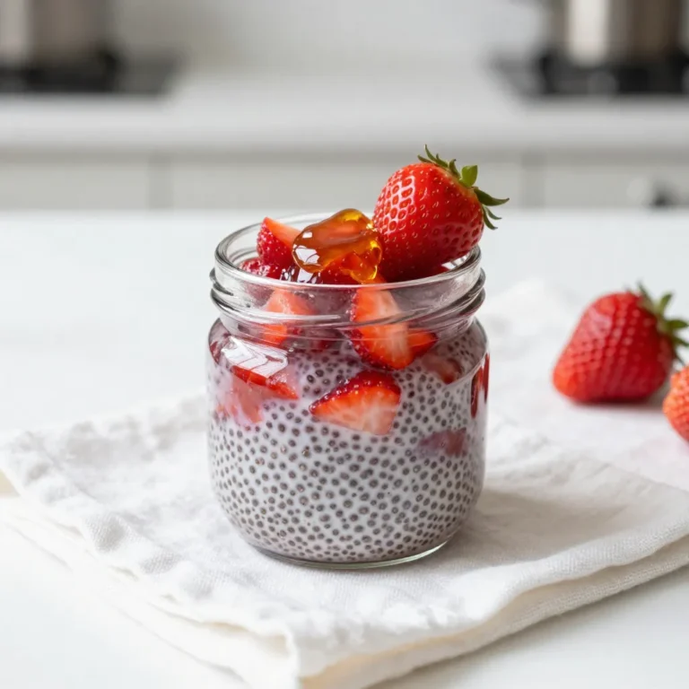You need 2 cups of fresh strawberries for this jam. Make sure they are ripe and sweet. Hull them and cut them into quarters. This helps them cook down nicely. Next, grab 1/2 cup of coconut milk. This adds a creamy texture and a light coconut taste. It pairs wonderfully with strawberries. Use 1/4 cup of honey or maple syrup for sweetness. You can adjust this amount based on your taste. If you like it sweeter, feel free to add a bit more. Add 1/4 cup of chia seeds. These tiny seeds help thicken the jam. They also add a nice crunch and boost the nutrition. You will also need 1 teaspoon of vanilla extract. This enhances the flavor of the jam. It makes everything taste richer and more delicious. Finally, add a pinch of salt. This small amount balances the sweetness. It brings out the flavors of the strawberries and coconut nicely. {{ingredient_image_1}} Start by taking a medium saucepan. Add 2 cups of fresh strawberries, hulled and quartered, and 1/2 cup of coconut milk. This mix gives your jam a creamy texture and a sweet taste. Turn on the heat to medium. Stir the mixture gently as it warms. This step helps the strawberries soften and release juices. Cook for about 5 to 7 minutes. You want to see some bubbling but not boiling. Once the strawberries are soft, take the pan off the heat. Use a fork or potato masher to mash the strawberries slightly. Leave some chunks for texture. This way, you get a mix of smooth and chunky bits in your jam. Next, add 1/4 cup of honey or maple syrup to sweeten. Adjust this amount to fit your taste. Then, stir in 1/4 cup of chia seeds, 1 teaspoon of vanilla extract, and a pinch of salt. Mix well until all is combined. Let the mixture sit for 5 to 10 minutes. During this time, the chia seeds absorb moisture. This helps thicken the jam. Afterward, transfer your jam to a clean jar. Allow it to cool to room temperature. Cover and refrigerate for at least 2 hours, or overnight for best results. Look for strawberries that are bright red. The berries should be firm yet slightly soft. Avoid any with green or white spots. The best strawberries smell sweet and fresh. You want them to feel heavy for their size. This means they are juicy and full of flavor. Taste your strawberries first. If they are sweet, you may not need much honey or maple syrup. Start with a little and add more if needed. Mix well and check again. You can always add more, but you can't take it out. This helps you make the jam just right for your taste. Chia seeds will thicken the jam as they soak. After mixing, let the jam sit for 5-10 minutes. The mixture should be thick, but not too stiff. If it’s too runny, add a bit more chia seeds. Let it sit longer to thicken. You want a spreadable jam that holds shape but still has some texture. Serve this jam on toasted bread for breakfast. It also pairs well with yogurt or pancakes. Use it as a topping for ice cream for a sweet treat. You can even spoon it on oatmeal for added flavor. Garnish with a fresh strawberry for a pretty touch. Pro Tips Freshness is Key: Use ripe, sweet strawberries for the best flavor. The riper they are, the sweeter your jam will be. Adjust Sweetness: Taste your jam mixture before refrigeration. You can always add more honey or maple syrup if you prefer a sweeter jam. Texture Control: For a smoother jam, blend the strawberry mixture instead of mashing. For a chunkier texture, simply mash lightly. Storage Tips: Store the jam in an airtight container in the fridge. It can last up to 2 weeks, so make small batches to enjoy fresh! {{image_2}} You can swap out strawberries for other berries. Raspberries, blueberries, or blackberries work great. Each berry brings its own taste. Raspberries add a tart kick. Blueberries add a sweet flavor. Blackberries provide a deep, rich taste. Just follow the same steps in the recipe. The jam will still be delicious! You can add fun flavors to your jam. Try lemon zest for a bright note. It will add freshness and zing. Cinnamon also works well for warmth. Just add a pinch to the mix. These flavors enhance the jam without taking over. Feel free to experiment with your favorite spices! If you want a vegan jam, use maple syrup. It replaces honey perfectly. The taste stays sweet and rich. You can also use agave syrup if you prefer. This keeps the jam vegan-friendly. Enjoy your tasty treat without any animal products! I recommend using clean glass jars for storing your jam. Glass jars seal well and keep flavors fresh. Make sure the jars have tight-fitting lids. You can also use plastic containers if you prefer. Just ensure they are food-safe and clean before use. You can keep Strawberry Coconut Chia Jam in the fridge for up to two weeks. The jam will thicken more as it sits. Always store it in a well-sealed container. If you see any signs of spoilage, such as mold or off-smells, discard it right away. If you want to store the jam longer, freezing is a great option. Pour the jam into freezer-safe containers or bags. Leave some space at the top for expansion. Label the container with the date. It can last up to three months in the freezer. To thaw, place it in the fridge overnight before using. Strawberry Coconut Chia Jam lasts about one week in the fridge. Store it in a clean, airtight container. If you want it to last longer, you can freeze it. Just make sure to leave some space in the jar because it will expand when frozen. Yes, you can use frozen strawberries! Just thaw them first. Drain any excess liquid before adding them to your pan. This helps keep the jam from being too watery. The flavor will still be great! Chia jam is healthy! Chia seeds are rich in fiber, protein, and omega-3 fatty acids. Strawberries add vitamins and antioxidants. This jam has no added preservatives, unlike store-bought options. You can enjoy it guilt-free. You can serve this jam on toast, pancakes, or waffles. It pairs well with yogurt or cottage cheese too. Try it as a topping on oatmeal or in smoothies. The options are endless, so get creative! We explored how to make Strawberry Coconut Chia Jam using simple, fresh ingredients. You learned how to combine strawberries, coconut milk, and chia seeds into a tasty jam. I shared tips on selecting ripe berries and adjusting sweetness. You can even experiment with different fruits and flavors. Remember to store your jam in the right containers for freshness. This easy recipe can become a fun kitchen project! Enjoy spreading your homemade jam on toast or adding it to yogurt. Get creative and have fun with it!