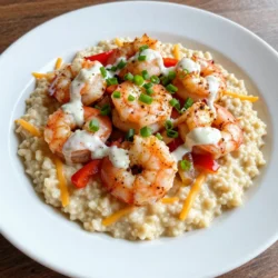 To make Cajun shrimp and grits, gather these simple ingredients: - 1 cup stone-ground grits - 4 cups chicken broth - 1 tablespoon butter - 1 cup shredded sharp cheddar cheese - 1 pound large shrimp, peeled and deveined - 1 tablespoon Cajun seasoning - 1 bell pepper (red or green), diced - 1 small onion, diced - 2 cloves garlic, minced - 2 tablespoons olive oil - 1 cup heavy cream - Salt and pepper to taste - Green onions for garnish Each ingredient plays a key role in the dish. Stone-ground grits offer a rich texture. Chicken broth gives it a savory base. The butter and cheese add creaminess, making the grits irresistible. Shrimp brings flavor and protein, while Cajun seasoning gives that classic kick. Diced bell pepper and onion add sweetness and crunch. Garlic enhances the taste with its bold aroma. Heavy cream makes the sauce lush and smooth. Finally, salt and pepper round out the flavors. Don’t forget the green onions! They add a fresh touch at the end. This dish uses everyday items, making it easy to cook at home. So, gather your ingredients and get ready to create a warm, comforting meal! {{ingredient_image_1}} 1. Start by boiling four cups of chicken broth in a medium pot. This broth adds great flavor. 2. Slowly whisk in one cup of stone-ground grits. This helps prevent lumps. 3. Reduce the heat to low. Cook the grits for 20-25 minutes, stirring occasionally. You want them thick and creamy. 1. In a large skillet, add two tablespoons of olive oil over medium heat. This oil helps cook the shrimp well. 2. Toss in one diced onion and one diced bell pepper. Sauté them for about five minutes until they soften. 3. Next, add two minced garlic cloves. Cook for one more minute until fragrant. 4. Season one pound of peeled and deveined shrimp with one tablespoon of Cajun seasoning. Add the shrimp to the skillet. 5. Cook the shrimp for 3-5 minutes. They’re done when they turn pink and opaque. 1. Pour in one cup of heavy cream. Stir to mix well with the shrimp and veggies. 2. Let the mixture simmer for 2-3 minutes. This thickens the sauce and blends the flavors. 3. Season with salt and pepper to taste. Adjust it to your liking. Now, you’re ready to serve! Spoon the cheesy grits onto a plate. Top with the Cajun shrimp mixture. Enjoy your flavorful Southern comfort meal! Using stone-ground grits makes a big difference. They have a lot more flavor. Instant grits may seem easy, but they lack that rich taste. Stone-ground grits give you a creamy texture and that classic Southern feel. To make your grits extra creamy, add butter and cheese. Stir them in once the grits are cooked. Heavy cream also helps create a smooth finish. Remember to season with salt and pepper to your liking. This will make your grits shine. Adjusting Cajun seasoning is key to getting the right heat. Start with a tablespoon and add more if you like it spicy. You can always add more, but you can't take it out. Garnish your dish with fresh herbs for color and flavor. Green onions add a nice crunch and brightness. You could also use parsley or thyme. These small touches make a big impact on taste. Avoid overcooking the shrimp. They cook quickly, just 3 to 5 minutes. If you cook them too long, they become rubbery. Keep an eye on them to get that perfect texture. Watch your cooking temperatures. Too high, and your shrimp may burn. Too low, and they won't cook right. Aim for medium heat to get the best results. This balance keeps everything tender and tasty. Pro Tips Use Fresh Shrimp: Whenever possible, opt for fresh shrimp rather than frozen. Fresh shrimp will have a better texture and flavor, enhancing the overall taste of the dish. Adjust the Spiciness: If you prefer a milder flavor, reduce the amount of Cajun seasoning. You can always serve additional seasoning on the side for guests to customize their dish. Perfect Grit Consistency: For the creamiest grits, make sure to continuously stir as they cook. This helps prevent clumping and ensures they are smooth and luxurious. Garnish with Fresh Herbs: Consider adding fresh herbs such as parsley or cilantro along with green onions for an added layer of flavor and color to your dish. {{image_2}} You can change the cheese in this dish for a new taste. Try gouda for a smoky flavor. Monterey Jack gives a creamy texture. Both will mix well with grits. If you want a twist, swap shrimp for chicken or sausage. Chicken gives a lighter touch, while sausage adds a rich, spicy kick. If you're looking to cut fat, use low-fat cream and cheese. This keeps the dish creamy without the extra calories. You can also switch chicken broth for vegetable broth. This change adds more veggies to your meal. It also gives a different, lighter flavor. Want more heat? Add diced tomatoes or a splash of hot sauce. This gives a fresh taste and extra spice. You can also toss in other veggies like zucchini or corn. They add color and nutrition to your plate. To store Cajun Shrimp & Grits, let it cool first. Place the dish in an airtight container. This helps keep it fresh. You can store it in the fridge for up to three days. For best results, use glass or plastic containers that seal well. For reheating grits, use a pot on low heat. Stir in a splash of chicken broth or water. This helps keep the grits creamy. Heat them slowly to avoid burning. For shrimp, use a skillet over medium-low heat. Add a bit of water or cream to keep it moist. Heat until warm, about 3 minutes. This prevents overcooking the shrimp. Yes, you can freeze Cajun Shrimp & Grits. However, the texture may change. To freeze, place portions in airtight containers. Label them with the date. They can stay in the freezer for up to three months. When ready to eat, thaw in the fridge overnight. Reheat gently on the stove. This keeps the flavors and texture as good as new. The best grits for Cajun Shrimp & Grits are stone-ground grits. They have a rich flavor and a nice texture. Instant grits do not give the same taste or creaminess. Stone-ground grits take longer to cook but are worth the time. They create a hearty base for the shrimp and sauce. To spice up Cajun Shrimp & Grits, you can add more Cajun seasoning. Use extra or add a pinch of cayenne pepper. You could also mix in hot sauce for more heat. Fresh jalapeños or diced chili peppers work well too. Adjust the spice to suit your taste. Yes, you can prepare parts of Cajun Shrimp & Grits in advance. You can cook the grits and shrimp separately. Store them in the fridge and reheat before serving. Just be careful not to overcook the shrimp when reheating. The dish tastes great fresh but can hold well for a day. Cajun Shrimp & Grits comes from southern Louisiana. This dish reflects the blend of cultures in the region. It combines French, African, and Native American flavors. Grits were a staple food for many and shrimp became popular with local cooks. Over time, this dish became a beloved comfort meal. Yes, Cajun Shrimp & Grits can easily be gluten-free. The main ingredients, grits and shrimp, are naturally gluten-free. Just ensure that any seasoning blends or sauces you use are gluten-free as well. Always check labels to be safe. Enjoy this dish without worry! Cajun Shrimp & Grits is a delicious and hearty dish. We covered the key ingredients, step-by-step cooking methods, and helpful tips. Learning to perfect your grits and enhance flavors can change this meal. Remember to store leftovers properly and explore variations for different tastes. This dish has many ways to twist it, so don't hold back. Try new spices and proteins to make it your own. Enjoy your cooking, and have fun sharing this comfort food with friends and family.
