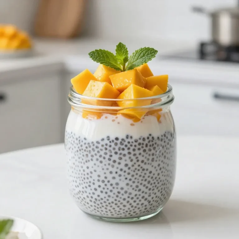 - 1 cup coconut milk (or almond milk) - 1/4 cup chia seeds - 2 tablespoons maple syrup (or honey) - 1 ripe mango, diced - 1/2 teaspoon vanilla extract - A pinch of salt - Fresh mint leaves for garnish (optional) To make mango chia pudding, you need just a few simple ingredients. First, choose your milk base. I love using coconut milk for its creamy texture. Almond milk works well too if you prefer a nutty taste. Next, grab your chia seeds. These tiny seeds are full of nutrients and help form the pudding. You’ll need 1/4 cup. For sweetness, you can use maple syrup or honey. Two tablespoons will bring a nice touch to the pudding. Now, it’s time for the star of the show: the mango. Use one ripe mango, diced. Its sweetness and flavor are key to this treat. You will also need 1/2 teaspoon of vanilla extract. This adds a warm aroma that complements the mango. Don’t forget a pinch of salt. It enhances the flavors and balances the sweetness. Lastly, if you want to make it look pretty, fresh mint leaves make a great garnish. They add color and a refreshing taste. With these ingredients ready, you are all set to create a delicious and healthy mango chia pudding. {{ingredient_image_1}} Mixing the base ingredients Start by taking a medium bowl. Pour in 1 cup of coconut milk or almond milk. Add 2 tablespoons of maple syrup or honey. Next, add 1/2 teaspoon of vanilla extract and a pinch of salt. Whisk all these together until they blend well. Incorporating chia seeds Now, it’s time for the chia seeds. Add 1/4 cup of chia seeds to your mixture. Stir constantly to avoid clumps. This step is key for a smooth pudding texture. Chilling process Once mixed, cover the bowl tightly. Place it in the fridge for at least 4 hours. For best results, let it chill overnight. This waiting time lets the chia seeds absorb the liquid. You will see it turn into a thick pudding-like mix. Layering methods After chilling, take the pudding out. Stir it gently to mix again. If it is too thick, add a splash of coconut milk. Now, it’s time to serve! Use clear glasses or bowls to show off the layers. Start by adding a layer of pudding, then top it with diced mango. Repeat this until your glass is full. Garnishing tips For a fresh touch, add mint leaves on top. This will make your mango chia pudding look even more appealing. Plus, it adds a nice flavor! Enjoy your beautiful and tasty treat. To check the thickness of your pudding, use a spoon. If it flows slowly, it’s ready. If it seems too thick, don’t worry! Just add a splash of coconut milk. This helps you get the creamy texture you want. Mix well after adding more milk to ensure it blends perfectly. Serving your mango chia pudding in clear jars makes it look stunning. This way, you can see the beautiful layers of mango and pudding. For a fresh touch, add mint leaves on top. They not only add color but also a nice taste. This simple step makes your dessert more appealing and fun. Pro Tips Chill it Well: For the best texture, refrigerate the chia pudding overnight. This allows the chia seeds to fully absorb the liquid and achieve a creamy consistency. Perfect Mango: Choose a ripe mango that is slightly soft to the touch and has a sweet aroma. This will enhance the flavor of your dessert. Layering Technique: When layering, start with chia pudding and then add mango. This keeps the layers distinct and visually appealing. Extra Sweetness: Adjust the sweetness by adding more maple syrup or honey if you prefer a sweeter dessert. Always taste and adjust to your liking! {{image_2}} You can swap mango for many other fruits. Try berries, bananas, or peaches. Each fruit brings a different flavor. Seasonal fruits also work well. In summer, use fresh strawberries. In fall, try apples or pears. Each fruit adds its own twist to the pudding. To make this dish vegan, use maple syrup instead of honey. Coconut milk is already dairy-free, so it fits right in. If you need gluten-free options, rest easy! Chia seeds are naturally gluten-free. For sugar substitutes, you can use agave syrup or stevia. These swaps keep the taste great while meeting your diet needs. To keep your mango chia pudding fresh, use airtight containers. Glass jars work great. They prevent any odors from your fridge affecting the pudding. Store the pudding in the fridge. It can last up to five days. After that, the taste and texture may change. You may not need to reheat this pudding. It's tasty cold. However, if you prefer it warm, do so gently. Place the pudding in a bowl. Microwave it for 15 to 30 seconds. Stir it well to ensure even warmth. Enjoy the creamy goodness! Can I use other types of milk? Yes, you can use almond milk or oat milk. Both will work well. Each milk gives a unique taste. Almond milk adds a nutty flavor, while oat milk is creamy. How do I know when the chia pudding is ready? Chia pudding is ready when it is thick and gel-like. After chilling for at least four hours, check the texture. If it holds its shape when scooped, it's ready to serve. Can I prepare it in advance? Yes, you can make the pudding one or two days ahead. Just keep it in the fridge. This helps the flavors blend well and makes it easy for busy days. What are the health benefits of chia seeds? Chia seeds are a superfood. They are high in fiber, protein, and omega-3 fatty acids. These nutrients help with digestion and heart health. They also keep you full longer, making them great for snacks. In this blog post, I covered how to make delicious mango chia pudding. You learned the ingredients, steps, and tips for perfect results. I shared ways to substitute fruits and adapt the recipe for different diets. Proper storage and reheating techniques ensure your pudding stays fresh. Finally, I answered common questions to help you succeed. Enjoy experimenting with this healthy dessert!