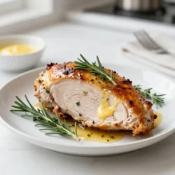 - Turkey Breast Specification - 1 (3-4 lb) turkey breast, bone-in and skin-on - Herb Butter Components - 1/2 cup unsalted butter, softened - 4 cloves garlic, minced - 2 tablespoons fresh rosemary, chopped - 2 tablespoons fresh thyme, chopped - 1 tablespoon fresh sage, chopped - 1 tablespoon lemon zest - Additional Seasoning Needs - Salt and pepper to taste - 1 cup chicken broth To make a great herb butter roasted turkey breast, you need to gather key ingredients. Start with a bone-in, skin-on turkey breast weighing between 3 to 4 pounds. This will ensure a juicy and tender end product. Next, you'll need to prepare your herb butter. You’ll use half a cup of unsalted butter that is softened to room temperature. This helps blend in the flavors easily. Add four cloves of minced garlic, two tablespoons each of fresh rosemary and thyme, and one tablespoon of sage. Lemon zest adds a bright note that enhances the herbs. Don’t forget about seasoning! You should have salt and pepper ready to taste. Finally, keep one cup of chicken broth on hand. This will keep the turkey moist while it roasts. With these ingredients, you're all set to create a flavorful, tender turkey breast that will impress everyone at your table! {{ingredient_image_1}} - Preheat the Oven: First, set your oven to 350°F (175°C). This heat cooks the turkey evenly and keeps it juicy. - Prepare the Turkey Breast: Take a 3-4 lb turkey breast with bone and skin. Pat it dry using paper towels. This step helps the skin get crispy. - Make the Herb Butter Mixture: In a bowl, mix 1/2 cup softened butter with 4 minced garlic cloves, 2 tablespoons chopped rosemary, 2 tablespoons chopped thyme, 1 tablespoon chopped sage, 1 tablespoon lemon zest, salt, and pepper. Stir until well combined. - Loosening the Skin: Gently push your fingers under the turkey skin. Be careful not to tear it. This helps the butter flavor seep into the meat. - Spreading Herb Butter Under the Skin: Take some of the herb butter and spread it carefully under the skin. Cover the breast area evenly. This adds flavor and moisture. - Covering the Skin with Butter: Use the rest of the herb butter on top of the skin. This creates a flavorful crust when roasted. - Preparing the Roasting Pan: Place the turkey breast in a roasting pan. Add 1 cup of chicken broth to keep the turkey moist. - Cooking Time and Temperature Guidelines: Roast in the preheated oven for 1.5 to 2 hours. Use a meat thermometer to check for 165°F (74°C) internal temperature. - Resting Period After Roasting: When done, remove the turkey from the oven. Cover it loosely with foil and let it rest for 15-20 minutes. This allows the juices to settle, making each slice tender and juicy. Choosing the Right Turkey Breast Pick a bone-in and skin-on turkey breast. This type adds flavor and keeps the meat juicy. Aim for a size between 3 to 4 pounds. Smaller breasts dry out easier. Larger ones may take longer to cook. Tips for Moisture Retention Always pat the turkey breast dry. This helps the skin crisp up nicely. Use chicken broth in the roasting pan. It adds moisture and flavor. Cover the turkey loosely with foil while it rests. This keeps it warm without steaming. Using a Meat Thermometer Effectively Insert the thermometer into the thickest part of the breast. Avoid touching the bone, as it can give a false reading. You want the internal temperature to reach 165°F (74°C). This ensures the turkey is safe to eat and juicy. Additional Herbs and Spices Suggestions Feel free to mix in other herbs. Try tarragon, oregano, or dill for extra taste. A pinch of paprika or cayenne can add some heat. Fresh herbs give the best flavor, but dried herbs work too. Marinade Suggestions For added flavor, marinate the turkey breast overnight. A mix of olive oil, lemon juice, and garlic works well. You can also add mustard or honey for a sweet touch. This helps to tenderize and flavor the meat deeply. Making Use of Leftover Herb Butter Don’t waste any leftover herb butter! Use it on vegetables or bread. You can also melt it into sauces or drizzle it over cooked meats. This adds a burst of flavor to any dish. Pro Tips Resting is Key: Allow the turkey breast to rest for at least 15-20 minutes after roasting. This helps the juices redistribute, ensuring each slice is moist and flavorful. Butter Temperature Matters: Make sure your butter is softened but not melted. This allows it to be easily spread under the skin without tearing it. Season Generously: Don’t be shy with the seasoning! Make sure to salt the turkey breast both inside and out for the best flavor. Use a Meat Thermometer: For perfect doneness, use a meat thermometer to check the internal temperature. It should reach 165°F (74°C) for safe consumption. {{image_2}} Citrus Herb Blend Variation For a fresh twist, add citrus zest. Use orange or lime zest. Mix it into your herb butter. This adds a bright flavor to the turkey. It makes each bite pop with zest. Spicy Herb Butter Option If you like heat, add chili flakes. Mix these into your herb butter for a spicy kick. This will give your turkey a nice warmth. Perfect for those who enjoy bold flavors. Herb Butter with Garlic and Parmesan For a rich taste, add grated Parmesan. Mix it with minced garlic in your herb butter. This creates a savory, cheesy flavor. It enhances the turkey and makes it even more delicious. Slow Cooker Herb Butter Turkey Breast Use a slow cooker for a tender turkey. Spread the herb butter on the turkey as usual. Place it in the slow cooker with chicken broth. Cook on low for 6-8 hours. This method keeps the meat very moist. Grilled Herb Butter Turkey Breast Grilling adds a smoky flavor. Prepare the turkey as usual, then grill it. Cook on medium heat until the internal temperature reaches 165°F. This method gives a nice char and tasty crust. Instant Pot Herb Butter Turkey Breast For a quick meal, use an Instant Pot. Spread the herb butter on the turkey. Add 1 cup of broth and seal the pot. Cook on high pressure for about 30 minutes. This makes a juicy turkey in no time. Storing in the Refrigerator After you enjoy your turkey, let it cool. Slice the turkey breast and place it in an airtight container. Keep it in the fridge for up to four days. If you want to keep it longer, consider freezing. Freezing Options To freeze, wrap the turkey tightly in plastic wrap. Then, place it in a freezer bag or container. This method helps keep air out. You can freeze it for up to three months. Label the bag with the date for easy tracking. Best Methods for Reheating The best way to reheat turkey is in the oven. Preheat the oven to 325°F (165°C). Place the turkey in a baking dish. Add a bit of chicken broth in the dish to keep it moist. Cover it with foil to trap steam. Heat for about 20 to 30 minutes or until warm. Tips to Retain Juiciness To keep your turkey juicy, don’t rush the process. Reheating too fast can dry it out. If you use a microwave, cover the turkey with a damp paper towel. This helps prevent it from becoming dry. Always check the temperature to ensure it’s warm but not overcooked. How long to cook a turkey breast per pound? You need to cook a turkey breast for about 20 minutes per pound. For a 3-4 pound turkey breast, this means a cooking time of about 1.5 to 2 hours. Always check the internal temperature with a meat thermometer. It should reach 165°F (74°C) for safety. Can I use frozen turkey breast? Yes, you can use frozen turkey breast. However, make sure to thaw it completely before cooking. The best way to thaw is in the refrigerator for 24 hours per 5 pounds. If you are in a hurry, you can use the cold water method. Submerge the turkey in cold water, changing it every 30 minutes. What's the best way to check for doneness? The best way to check for doneness is to use a meat thermometer. Insert it into the thickest part of the breast without touching the bone. Look for a temperature of 165°F (74°C). If it’s not there yet, return it to the oven and check again. What sides pair well with turkey breast? Turkey breast goes well with many sides. Some popular choices are mashed potatoes, green beans, and cranberry sauce. You can also serve it with stuffing or roasted vegetables for a complete meal. How to serve turkey breast for a holiday meal? For a holiday meal, slice the turkey breast into even pieces. Arrange the slices on a large platter. Drizzle some pan juices over the turkey for added flavor. Garnish with fresh herbs like rosemary or thyme for a festive touch. Can I use this recipe for turkey thighs or legs? Yes, you can use this recipe for turkey thighs or legs. Just adjust the cooking time. Legs and thighs may take longer to cook, around 1.5 to 2.5 hours. Always check the internal temperature like with the breast to ensure they are done. Roasting a turkey breast can be easy and fun. We covered the needed ingredients, from the turkey itself to the rich herb butter. You learned step-by-step instructions for preparing and roasting. I shared tips to enhance flavor and prevent dryness. You also explored various cooking methods and storage options. Now, you can confidently roast a turkey breast that impresses everyone. Enjoy the process, and remember, practice makes perfect. Your delicious turkey is just a recipe away!
