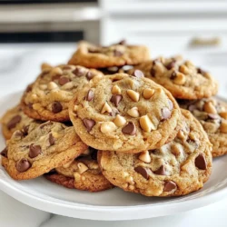 To make the best vegan chocolate chip cookies, gather these key ingredients: - 1 cup almond flour - 1 cup all-purpose flour - 1/2 teaspoon baking soda - 1/4 teaspoon salt - 1/2 cup coconut oil, melted - 1/2 cup brown sugar - 1/4 cup maple syrup - 1 teaspoon vanilla extract - 1/2 cup dark vegan chocolate chips - 1/4 cup chopped walnuts (optional) Each ingredient plays a unique role in the cookies. Almond flour adds a nice nutty flavor and soft texture. All-purpose flour provides structure so the cookies hold together. Baking soda helps them rise, while salt enhances the sweet taste. Coconut oil gives a rich, buttery feel, even though it is dairy-free. Brown sugar adds moisture and a touch of caramel flavor. Maple syrup brings sweetness and binds the mix. Don’t forget the star of the show: dark vegan chocolate chips! They melt and create gooey pockets in every bite. If you want a bit of crunch, add chopped walnuts. They give a nice contrast to the soft cookie. These ingredients come together to create a treat that is both simple and tasty. Enjoy the process of mixing them, knowing you will soon have a delicious batch of cookies! {{ingredient_image_1}} 1. Preheating the oven First, set your oven to 350°F (175°C). This is key to getting the right texture. 2. Mixing dry ingredients In a large bowl, whisk together: - 1 cup almond flour - 1 cup all-purpose flour - 1/2 teaspoon baking soda - 1/4 teaspoon salt Mix these well to ensure an even blend. 3. Combining wet ingredients In another bowl, mix: - 1/2 cup melted coconut oil - 1/2 cup brown sugar - 1/4 cup maple syrup - 1 teaspoon vanilla extract Stir until the sugar dissolves and the mixture is smooth. 4. Mixing wet and dry components Gradually add the wet mix to the dry mix. Stir gently until just combined. Avoid overmixing, as this keeps your cookies soft. 5. Adding chocolate chips and walnuts Fold in: - 1/2 cup dark vegan chocolate chips - 1/4 cup chopped walnuts (if you like) Mix until they are evenly spread throughout the dough. 1. Scooping cookie dough Use a tablespoon to scoop the dough onto your baking sheet. Leave about 2 inches between each scoop. 2. Flattening cookies before baking Gently press each cookie down with the back of your spoon or fingers. They won't spread much as they bake. 3. Baking time and temperature Place the sheet in the oven and bake for 10-12 minutes. Look for lightly golden edges. 4. Cooling instructions After baking, let the cookies cool on the sheet for 5 minutes. Then, transfer them to a wire rack to cool completely. Enjoy your tasty treats! - Avoiding overmixing: Mix the wet and dry ingredients until just combined. Overmixing can make cookies tough. - Achieving the ideal texture: Use a mix of almond flour and all-purpose flour. This blend gives a soft and chewy bite. - Ensuring even baking: Space the cookie dough balls about 2 inches apart on the baking sheet. This allows heat to circulate, ensuring they bake evenly. - Alternatives to coconut oil: You can use vegetable oil or melted vegan butter instead. Both provide moisture and richness. - Sweetener swaps: If you want less sugar, try using agave syrup instead of maple syrup. It works well and keeps the cookies sweet. - Gluten-free options: Substitute the all-purpose flour with a gluten-free flour blend. Make sure it includes xanthan gum for better texture. Pro Tips Use Room Temperature Ingredients: Make sure your coconut oil is melted but not too hot, and allow any cold ingredients to come to room temperature for better mixing and texture. Don’t Overmix: Gently combine the wet and dry ingredients. Overmixing can lead to tough cookies, so mix until just combined for a tender bite. Chill the Dough: For thicker cookies, chill the dough for 30 minutes before baking. This helps the cookies maintain their shape and enhances the flavors. Storage Tips: Store cookies in an airtight container at room temperature for up to a week. For longer freshness, freeze them and thaw as needed. {{image_2}} You can make these cookies even more fun. Add spices like cinnamon or nutmeg for warmth. A pinch of cinnamon can change the flavor and make it cozy. Nutmeg adds a touch of sweetness. You can also play with chocolate types. Try using white chocolate chips for a sweeter taste. Dark chocolate gives a rich flavor, but white chocolate can be a nice change. Incorporate dried fruits too. Chopped dried cherries or cranberries can add a fruity twist. They pair well with chocolate and give a chewy texture. If you need a nut-free version, swap almond flour with oat flour or a gluten-free blend. These options work well and still keep the cookies soft. You can lower the sugar for a lighter treat. Use less brown sugar or maple syrup. You may not need to replace them all, just adjust to your taste. This keeps the cookies enjoyable without being too sweet. To keep your vegan chocolate chip cookies fresh, store them in an airtight container. This helps prevent moisture loss and keeps them soft. You can separate the layers with parchment paper to avoid sticking. For longer shelf life, you can freeze the cookies. Place them in a single layer on a baking sheet. Once frozen, transfer them to a freezer-safe bag. This way, they stay fresh for up to three months. Just thaw them at room temperature when you're ready to enjoy. When stored at room temperature, these cookies last about one week. Make sure to keep them in a cool, dry place. If your kitchen is warm, they may spoil faster. Signs of spoilage include a change in texture or an off smell. If they feel hard or dry, they may not taste great anymore. Always trust your senses to decide if they’re still good to eat. Can I use coconut flour instead of almond flour? Yes, you can use coconut flour, but it absorbs more liquid. You will need less coconut flour, about 1/3 cup for each cup of almond flour. Also, add extra liquid to your mix. This change will alter the cookie's texture, making it more cake-like. How do I know when the cookies are done? Check for golden edges. The center should look soft but not wet. A good tip is to take them out when the edges are set. They will continue to firm up as they cool. Are vegan cookies healthier than regular cookies? Vegan cookies can be healthier. They often have less saturated fat from dairy. They may also contain more fiber from whole grains and nuts. However, they still have sugar and fats, so enjoy them in moderation. Can I make these cookies gluten-free? Yes, you can make these cookies gluten-free! Use gluten-free all-purpose flour instead of regular flour. Make sure it contains xanthan gum for the right texture. Check labels to ensure all other ingredients are gluten-free too. This blog post covered how to make vegan chocolate chip cookies, from gathering ingredients to baking. You learned about essential ingredients, step-by-step instructions, and tips for perfect cookies. We explored fun variations and how to store them for freshness. Remember, making cookies can be fun and creative. Try different flavors or adjustments to fit your diet. Baking should be enjoyable, so experiment and enjoy every bite of your delicious cookies!
