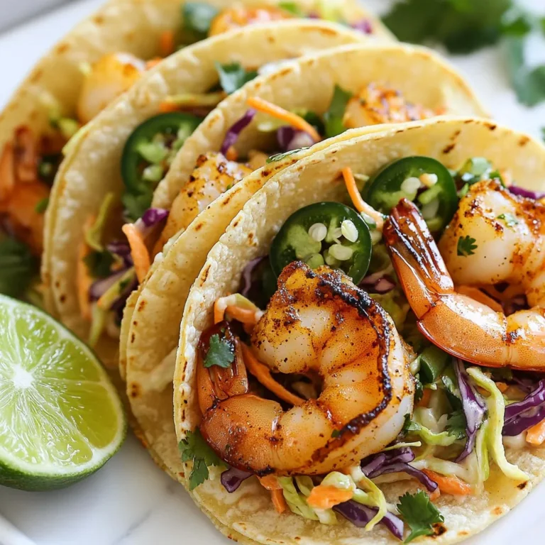 - 1 lb large shrimp, peeled and deveined - 2 tablespoons Cajun seasoning - 2 tablespoons olive oil - 8 small flour or corn tortillas - 1 cup green cabbage, shredded - 1/2 cup red cabbage, shredded - 1/4 cup carrots, grated - 1/4 cup fresh cilantro, chopped - 1 jalapeño, finely chopped (optional for spice) - Juice of 2 limes - Salt to taste This recipe needs fresh shrimp. Look for large shrimp, as they hold up well in tacos. You can use peeled and deveined shrimp for ease. Cajun seasoning brings a bold flavor. You can buy it, or mix your own if you prefer. Olive oil helps the shrimp cook nicely. For the tortillas, you have options. Flour tortillas are soft and chewy, while corn tortillas add a nice crunch. Both work well! Now let’s talk about the slaw. You need green and red cabbage for color. Carrots add sweetness and crunch. Fresh cilantro gives a bright flavor. If you like heat, add jalapeño. The juice of two limes adds a zesty kick. Finally, don’t forget salt! It enhances the flavors of all the ingredients. This simple list of ingredients makes a fresh and tasty taco. {{ingredient_image_1}} To start, take a mixing bowl and add the shrimp. Then, sprinkle in the Cajun seasoning and olive oil. Mix them well until the shrimp are fully coated. This step adds great flavor. Next, heat a skillet on medium-high heat. Once it's hot, add the seasoned shrimp. Cook them for about 2-3 minutes on each side. You know they are done when they turn pink and opaque. Once cooked, take them off the heat and set aside. Now, grab a separate bowl to make the slaw. Add the green cabbage, red cabbage, grated carrots, cilantro, and jalapeño if you want some spice. Squeeze in the juice of two limes and sprinkle a pinch of salt. Mix everything together until well combined. This slaw adds crunch and a burst of flavor to your tacos. Next, it's time to warm the tortillas. You can do this in a dry skillet or over a gas flame. Heat them for a few seconds on each side until they are soft and pliable. Now, take a tortilla and add a few shrimp on it. Top it off with a generous amount of the zesty slaw. You can serve these tacos right away. For extra flavor, add lime wedges and cilantro on top if you like. Enjoy your delicious Cajun shrimp tacos! To cook shrimp just right, aim for 2-3 minutes per side. The shrimp will turn pink and opaque when done. Use medium-high heat to get a nice sear without burning. To avoid overcooking shrimp, watch them closely. Remove them from the heat as soon as they change color. If you cook them too long, they will become rubbery and tough. You can add other veggies to the slaw for more crunch. Try bell peppers or radishes for a fresh twist. If you want more heat, add more jalapeño or a dash of hot sauce. To adjust the spiciness, add more lime juice. The acid will help balance the heat. If the slaw is too spicy, add more cabbage or carrots to tone it down. For the best tortillas, heat them in a dry skillet. This method makes them warm and soft. You can also heat them over a gas flame for a few seconds on each side. When choosing between flour and corn tortillas, think about your taste. Flour tortillas are soft and chewy, while corn tortillas have a nice corn flavor and are gluten-free. Both work great for these tacos! Pro Tips Choose the Right Shrimp: Opt for wild-caught shrimp if possible, as they often have better flavor and texture compared to farmed varieties. Adjust Spice Levels: Feel free to modify the amount of Cajun seasoning based on your spice tolerance. Start with less and add more if desired. Fresh Slaw is Key: Prepare the slaw just before serving for the freshest crunch. Letting it sit too long can make it soggy. Tortilla Technique: For extra flavor, consider brushing your tortillas lightly with olive oil before warming them for a crispy texture. {{image_2}} You can cook your Cajun shrimp in different ways. Each method gives a unique taste. - Grilled Cajun shrimp adds a smoky flavor. Preheat your grill to medium-high. Toss the shrimp with oil and seasoning. Skewer them on sticks. Grill for 2-3 minutes until they are pink. - Skillet-cooked shrimp is quick and easy. Just heat your skillet. Add shrimp and cook for 2-3 minutes on each side. This method keeps them juicy. - Oven-baked Cajun shrimp tacos can be a great option, too. Preheat your oven to 400°F. Place the shrimp on a baking sheet. Bake for about 8-10 minutes. This gives a different texture. Feel free to switch up your ingredients. It keeps things fun! - Different seafood can work well. Try using fish like tilapia or crab instead of shrimp. Each seafood type gives a new flavor. - Alternative vegetables for the slaw can add variety. Use broccoli slaw or radishes if you want a crunch. You can also switch to green onions or bell peppers. Adding extra flavors can make your tacos pop. - Adding sauces or salsas can boost taste. A spicy sauce or mango salsa can add sweetness and heat. Just drizzle it over the shrimp and slaw. - Suggestions for toppings are endless. Add shredded cheese for creaminess. Slices of avocado can bring a fresh taste. Fresh cilantro is also a great addition for more flavor. To keep your shrimp and slaw fresh, place them in separate airtight containers. This helps maintain texture and taste. Refrigerate them right away. The shrimp will stay good for about 2 days. The slaw can last up to 3 days. Always check for any off smells before eating leftovers. You can freeze the shrimp tacos if you want to save them for later. Make sure to freeze the shrimp and slaw separately. This keeps them fresh. Use freezer bags or containers to avoid freezer burn. To thaw, move them to the fridge overnight. If you need them fast, place them in cold water for about an hour. When reheating shrimp, a skillet works best. Heat it on medium and add a bit of oil. Cook the shrimp for about 2 minutes, just until warm. For tortillas, warm them in a dry skillet for 30 seconds on each side. This keeps them soft and avoids sogginess. You can also use a microwave, but keep it short and cover with a damp paper towel. For tacos, I recommend using large shrimp. They are easy to handle and cook well. Look for shrimp that are peeled and deveined for convenience. Fresh shrimp is great, but frozen shrimp works just fine too. If you can, choose shrimp labeled as "wild-caught." They have better flavor and texture. Cajun shrimp tacos can have a nice kick. The spice comes from the Cajun seasoning and optional jalapeño. If you like it milder, use less seasoning. You can also skip the jalapeño. For more heat, add extra seasoning or fresh chilis. Adjust it to match your taste. Yes, you can prepare some parts ahead. Cook the shrimp a few hours in advance. Store them in the fridge until serving. You can also make the slaw ahead. Just mix all the slaw ingredients and keep it cold. Warm the tortillas right before serving for the best taste. In this blog post, we explored how to make delicious Cajun shrimp tacos. We covered ingredients, step-by-step instructions, and tips for perfecting your dish. You learned about variations, storage, and common questions to help you enjoy these tacos anytime. Remember, cooking is fun, so feel free to add your twist. Enjoy your tacos with friends or family and make mealtime exciting!