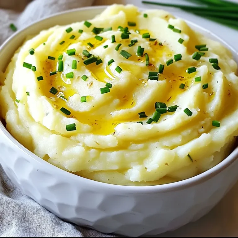 - 2 pounds Yukon Gold potatoes, peeled and cubed - 1 bulb of garlic - 4 tablespoons unsalted butter - 1/2 cup heavy cream (or milk for a lighter option) - 1/2 cup sour cream - Salt and pepper to taste - Fresh chives or parsley, chopped (for garnish) Roasted garlic mashed potatoes need just a few simple ingredients. First, I choose Yukon Gold potatoes. They are creamy and buttery, perfect for mashing. I peel and cube about two pounds for this recipe. Next, I grab a bulb of garlic. Roasting the garlic gives it a sweet flavor. I also use four tablespoons of unsalted butter. This adds richness and smoothness to the mash. For creaminess, I include half a cup of heavy cream. If you want a lighter dish, milk works well too. I also add half a cup of sour cream for tang. Don’t forget salt and pepper! They help bring all the flavors together. Finally, I like to sprinkle fresh chives or parsley on top. This adds a pop of color and fresh taste. With these ingredients, you can make a creamy and flavorful dish that everyone will love. {{ingredient_image_1}} First, preheat your oven to 400°F (200°C). Take your bulb of garlic and slice the top off. This exposes the cloves. Drizzle a little olive oil on top. Wrap the garlic in aluminum foil. Place it in the oven for 30-35 minutes. This roasting makes the garlic soft and golden. Next, fill a large pot with salted water and bring it to a boil. Peel and cube 2 pounds of Yukon Gold potatoes. Add the cubed potatoes to the boiling water. Cook them until fork-tender, which takes about 15-20 minutes. Once tender, drain the potatoes. Return them to the pot and keep on low heat for a minute to let any extra moisture evaporate. Now it’s time to mash! Squeeze the roasted garlic cloves from their skins into the potatoes. Add 4 tablespoons of unsalted butter, 1/2 cup of heavy cream, and 1/2 cup of sour cream. Use a potato masher to mix everything until smooth and creamy. If you want it creamier, add more heavy cream as needed. Season your mashed potatoes with salt and pepper to taste. Mix well to incorporate the seasoning. Finally, transfer the mash to a serving bowl. Garnish with fresh chives or parsley for an extra pop of color. I love using Yukon Gold potatoes for mashed potatoes. They have a smooth texture and a rich flavor. Yukon Golds are naturally creamy, which makes them ideal for this dish. Other potatoes, like Russets, can be too starchy and fluffy. While they work, they lack the buttery taste of Yukon Golds. If you want a perfect mash, stick with Yukons. To get the best creamy texture, balance is key. I often start with 4 tablespoons of butter and 1/2 cup of heavy cream. But feel free to adjust these amounts. If your mash feels too thick, add more cream. You can swap heavy cream for milk if you want a lighter version. The goal is a smooth, silky mash that melts in your mouth. Want to add a twist? Try mixing in some sour cream for tang. You could also stir in roasted garlic for depth. Fresh herbs like chives or parsley add brightness. For a cheesy kick, mix in some grated Parmesan. Each of these options can change your mashed potatoes into something special. Experiment and find your favorite combination! Pro Tips Use Yukon Gold Potatoes: Their natural buttery flavor and creamy texture make them perfect for mashing. Don’t Skip the Garlic: Roasting the garlic enhances its sweetness and mellows its sharpness, adding depth to your mashed potatoes. Heat the Dairy: Warming the butter and cream before adding them to the potatoes helps create a smoother, creamier texture. Adjust to Taste: Always taste and adjust seasoning after mashing, as some potatoes might need more salt or pepper than others. {{image_2}} To make a vegan version, swap out the butter, cream, and sour cream. Use plant-based butter and unsweetened almond milk instead of cream. For sour cream, try coconut yogurt. This keeps the dish creamy and tasty without dairy. Adding herbs can boost the flavor. Try fresh rosemary, thyme, or basil. Chop the herbs finely and mix them in with the garlic and potatoes. This adds a burst of freshness and makes your mash special. If you love cheese, this is for you. Stir in shredded cheddar or cream cheese for a rich taste. You can also try parmesan for a nutty flavor. Mix the cheese when you add the butter and cream for a gooey texture. To store leftover roasted garlic mashed potatoes, let them cool first. Place the mashed potatoes in an airtight container. Make sure to cover it tightly. Store them in the fridge for up to three days. When ready to eat, check for any signs of spoilage before reheating. You can freeze roasted garlic mashed potatoes for longer storage. Use a freezer-safe container or a heavy-duty freezer bag. Make sure to leave some space for expansion. They can last up to three months in the freezer. To freeze, label the container with the date. This helps you keep track of how long they’ve been stored. When reheating, aim for gentle heat to keep the texture smooth. You can use the microwave or a pot on the stove. If using a microwave, heat in short bursts, stirring often. For stovetop reheating, add a splash of cream or milk to regain creaminess. Stir frequently and heat until warm. Always taste and adjust seasoning after reheating. Yes, you can use different kinds of potatoes. While Yukon Gold potatoes shine, russet potatoes work well too. Russets are starchy and fluffy, giving a nice texture. Red potatoes can add a creamy feel but are waxy. You might want to mix types for extra flavor. Each kind brings its own taste and texture to your dish. To make your mash creamier, add more butter and cream. You can also use milk for a lighter touch. Warm the cream before mixing; this helps it blend in better. If you want a richer flavor, use sour cream or cream cheese. Don't forget to mash well. A potato ricer can help achieve that smooth feel. Adjust the amount until you get your desired creaminess. Yes, you can prepare mashed potatoes ahead of time. Cook and mash them as usual, then store in an airtight container. Keep them in the fridge for up to two days. When ready to serve, reheat gently on the stove. Add a splash of cream to keep them moist. You can also warm them in the oven, covered with foil. In this article, we explored how to make delicious roasted garlic mashed potatoes using simple ingredients like Yukon Gold potatoes, garlic, and butter. I shared tips for perfecting the creamy texture and variations to suit different diets, including vegan options. Proper storage and reheating can keep your leftovers just as tasty. Enjoy your cooking journey, and remember that small changes can make a big difference in taste!