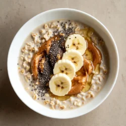 To make peanut butter banana overnight oats, gather these items: - 1 cup rolled oats - 2 cups almond milk (or any milk of your choice) - 2 ripe bananas, mashed - 1/4 cup natural peanut butter - 2 tablespoons honey or maple syrup (adjust for sweetness) - 1 teaspoon vanilla extract - 1/2 teaspoon cinnamon - Pinch of salt - Toppings: Sliced bananas, chopped nuts, chia seeds, or chocolate chips (optional) You can swap ingredients based on your needs. If you have no rolled oats, try quick oats. For a nut-free option, use sunflower seed butter instead of peanut butter. If you're avoiding dairy, feel free to pick oat milk or coconut milk. Maple syrup can replace honey if you want a vegan choice. You can also skip the sweetener if you prefer less sugar. Let’s break down the health perks of some key ingredients: - Rolled oats: These give you fiber, which helps with digestion. They keep you full longer. - Bananas: They add potassium, good for heart health. Plus, they sweeten your oats naturally. - Peanut butter: This adds protein and healthy fats. It helps you feel satisfied and fuels your day. - Almond milk: This is low in calories and can be a great dairy alternative. It’s also rich in vitamins. - Honey or maple syrup: These natural sweeteners provide quick energy without refined sugars. Each ingredient plays a role in making your overnight oats both tasty and nutritious. {{ingredient_image_1}} Making peanut butter banana overnight oats is quick and fun. You only need 10 minutes to prep. Then, let the oats sit in the fridge for at least 6 hours. This lets the oats soak up the milk and flavors. You will enjoy a creamy and tasty breakfast in the morning. 1. Mix Ingredients: In a medium bowl, combine: - 1 cup rolled oats - 2 cups almond milk - 2 ripe bananas, mashed - 1/4 cup natural peanut butter - 2 tablespoons honey or maple syrup - 1 teaspoon vanilla extract - 1/2 teaspoon cinnamon - A pinch of salt 2. Whisk Together: Use a whisk to mix until smooth. Make sure the peanut butter blends well with the other ingredients. 3. Divide Mixture: Spoon the mixture into two airtight jars or bowls. This part is key for easy storage. 4. Seal and Chill: Cover the jars tightly or use plastic wrap. Place them in the fridge overnight or for at least 6 hours. This step is important for a delicious texture. 5. Stir and Serve: In the morning, take the jars out. Stir the oats well to mix the flavors. 6. Add Toppings: Feel free to add sliced bananas, chopped nuts, chia seeds, or chocolate chips. These toppings add fun and different textures. - Choose Natural Peanut Butter: Look for brands with only peanuts and salt. This keeps the taste pure and healthy. - Mix Well: If your peanut butter is thick, warm it slightly before mixing. This makes it easier to blend. - Try Different Flavors: Experiment with other nut butters, like almond or cashew. Each will bring a new twist to your oats. To make the best peanut butter banana overnight oats, start with the right oats. Use rolled oats for the best texture. They soak up the milk well and stay chewy. Mix your oats with almond milk and let them rest. This helps them soften and blend flavors better. Use ripe bananas. The riper they are, the sweeter your oats will taste. Mash them well before adding to the mix. This makes sure the flavor spreads evenly. Adding a pinch of salt enhances the sweetness. It balances the taste of the peanut butter too. One common mistake is not mixing well. Make sure to whisk the oats and other ingredients until smooth. If you skip this step, you may find lumps of peanut butter or banana. Another mistake is using too much liquid. If your oats are too runny, they won't have the right texture. Stick to the recipe’s measurements for almond milk. Lastly, don't skip the chilling time. Letting them sit overnight gives the oats time to soak up flavors. You can adjust the sweetness easily. If you like it sweeter, add more honey or maple syrup. Start with small amounts, then taste. You can always add more. For thicker oats, add less milk. If you prefer them creamier, increase the liquid. You can also try different milk types. Each milk adds its own flavor, so choose one you enjoy most. Pro Tips Use Overripe Bananas: Overripe bananas add more sweetness and creaminess to your overnight oats, enhancing the flavor. Make it Vegan: Substitute honey with maple syrup or agave nectar for a completely plant-based option. Mix and Match Nut Butters: Feel free to experiment with different nut butters like almond or cashew for a unique taste. Prep in Batches: Double or triple the recipe and store in the fridge for quick breakfasts throughout the week. {{image_2}} You can mix flavors to make your oats exciting. Here are some fun ideas: - Chocolate Peanut Butter: Add 1 tablespoon of cocoa powder. This gives a rich taste. - Berry Blast: Mix in fresh or frozen berries like strawberries or blueberries. - Nutty Delight: Add a handful of chopped almonds or walnuts for crunch. - Apple Cinnamon: Swap bananas for diced apples and add more cinnamon. Each mix brings a new twist. Feel free to experiment! For a dairy-free or vegan version, use these swaps: - Milk: Choose almond, coconut, or oat milk. All work well. - Sweetener: Use maple syrup instead of honey for vegan sweetness. - Peanut Butter: Make sure your peanut butter has no added dairy. These options keep your dish plant-based and delicious. You can change your ingredients based on the season. Here are some ideas: - Spring: Use fresh strawberries or rhubarb for a bright flavor. - Summer: Try peaches or cherries; they add a juicy sweetness. - Fall: Add pumpkin puree and pumpkin spice for a cozy vibe. - Winter: Use dried fruits like cranberries or figs for warmth. Seasonal swaps keep your oats fresh and fun all year long! To keep your Peanut Butter Banana Overnight Oats fresh, use airtight jars or bowls. After mixing the oats and other ingredients, divide the mixture into jars. Seal them tightly and place them in the fridge. This helps the oats soak up the liquid. You can also add toppings just before eating. This way, they stay crunchy and fresh. Peanut Butter Banana Overnight Oats can last up to five days in the fridge. Make sure to check for any signs of spoilage before eating. If you see any odd smells or changes in texture, it is best to throw them away. Always label your jars with the date you made them. This helps you keep track of freshness. You can freeze your overnight oats if you want to save some for later. Use freezer-safe jars or containers. Fill them with the oat mixture, leaving some space at the top for expansion. When you are ready to eat, move a jar to the fridge to thaw overnight. In the morning, stir well and add toppings for a tasty treat! Yes, you can use quick oats. They will soak up the liquid faster. Quick oats will make your overnight oats softer. The texture will be different, but the taste remains great. If you like creamier oats, quick oats are a good choice. You can keep overnight oats in the fridge for up to five days. Just seal them well to prevent them from drying out. This makes them perfect for meal prep. Just grab a jar and enjoy breakfast on the go. You can add Greek yogurt or protein powder for extra protein. Both options blend well with the oats. You can also try adding nuts or seeds. Chia seeds or hemp seeds work great for a protein boost. They will add crunch and nutrition too! In this article, we explored the key ingredients for peanut butter banana overnight oats. We looked at substitutions, nutritional benefits, and tips to make them perfect. I shared ways to avoid common mistakes and suggested flavor variations for everyone. Proper storage methods help keep your oats fresh, and I answered common questions, too. Enjoy experimenting with your oats! With these tips, you can create tasty, healthy meals each day.